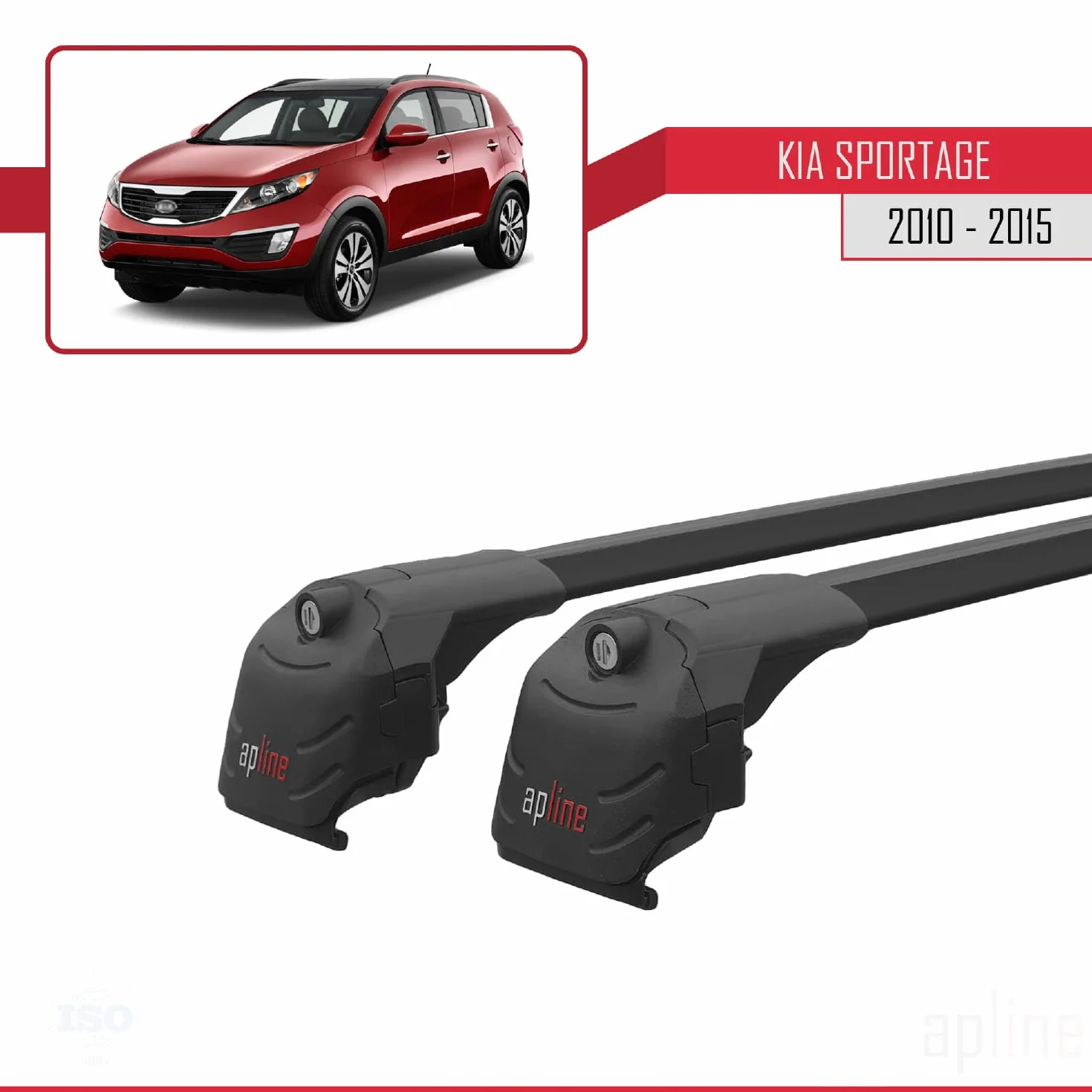 Kompatybilny z Kia Sportage 3 (SL) 2010-2015 ACE-2 Model Aluminiowe poprzeczki dachowe Czarny 2 szt.