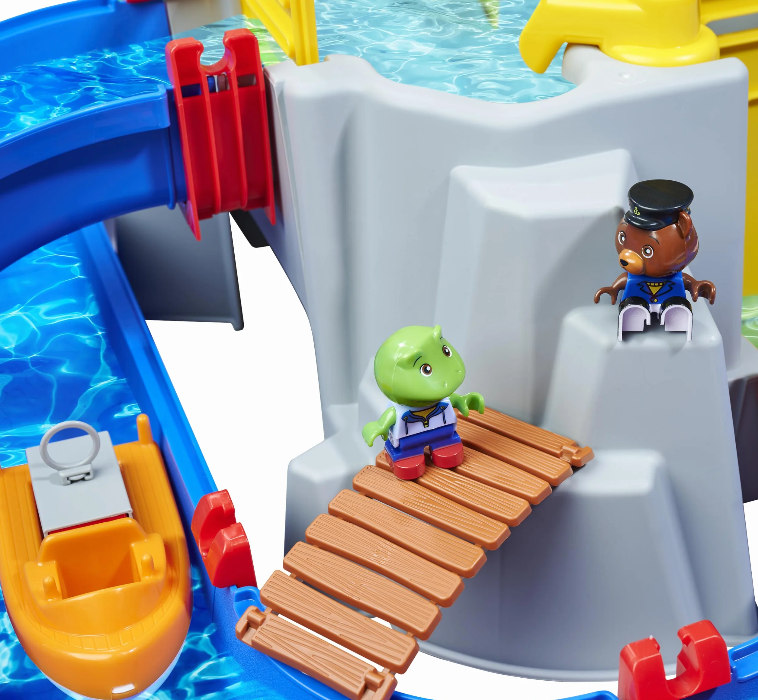 AquaPlay 8700001542 Edukacyjny Tor wodny Góra z wodospadem, zjeżdżalnia, figurki, łódki, kontener, Przenośny Zestaw, zabawka wodna outdoor do użytku na zewnątrz dla Dzieci w wieku od 3 lat