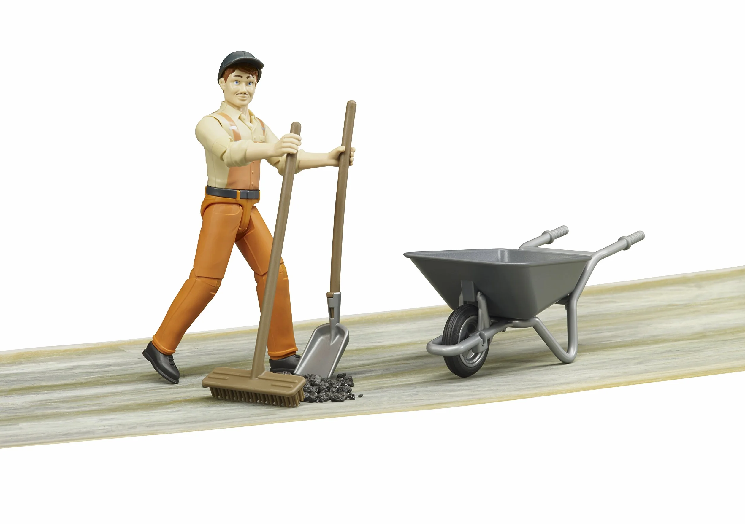 bruder 62130 - bworld Miniaturowy zestaw Pracownik komunalny - 1:16 Miniatura, Pojazd budowlany, Pracownik budowlany, Farma, Człowiek