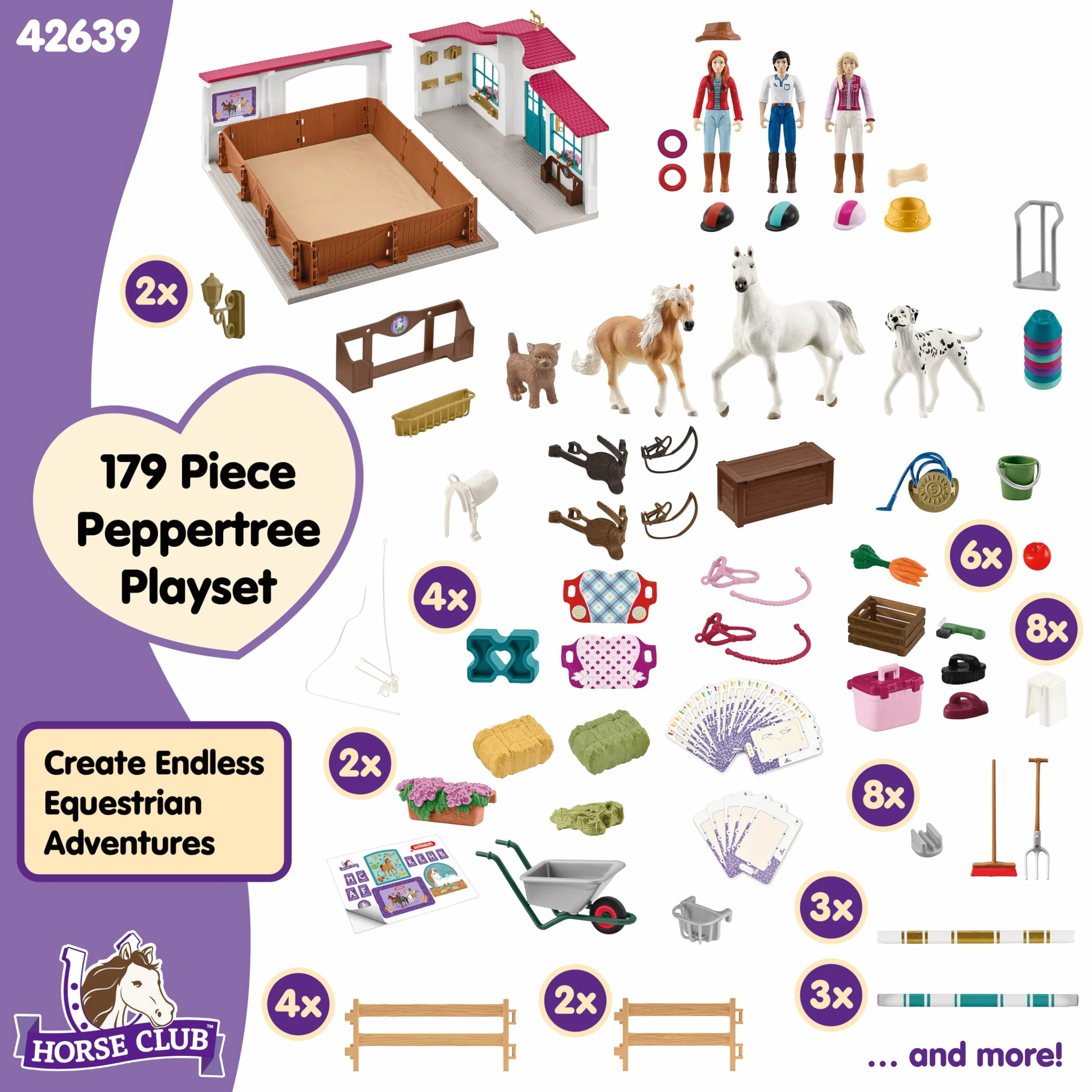 schleich HORSE CLUB | Arena Jeździecka Peppertree 42639 | z przeszkodami, padokiem i akcesoriami | prezent dla dziewczynek i chłopców | konie zabawki od 5 lat | zestaw 179 elementów