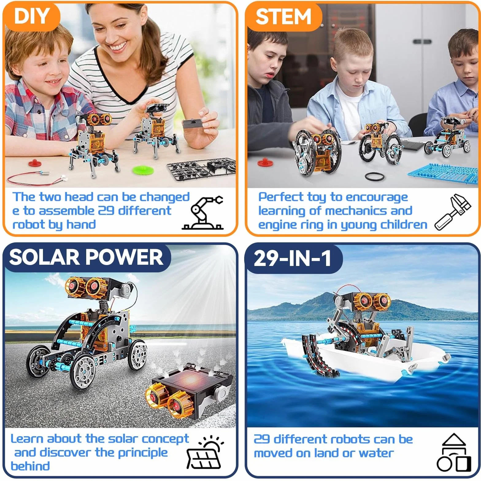 Zestaw robot solarnego, solny zestaw do budowania, 29 w 1 Model zabawkowy Gry o budowaniu samochodów Robotyka edukacyjna Na zewnątrz Eksperymenty Wielokolorowy