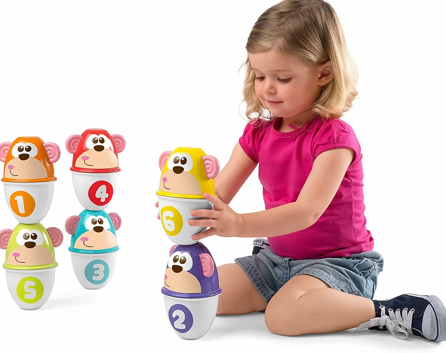 Chicco Kolorowe Kręgle Jungle FIT&FUN, Kolorowe Kręgle, Zestaw do Gry w Kręgle, Zabawki dla Chłopca i Dziewczynki