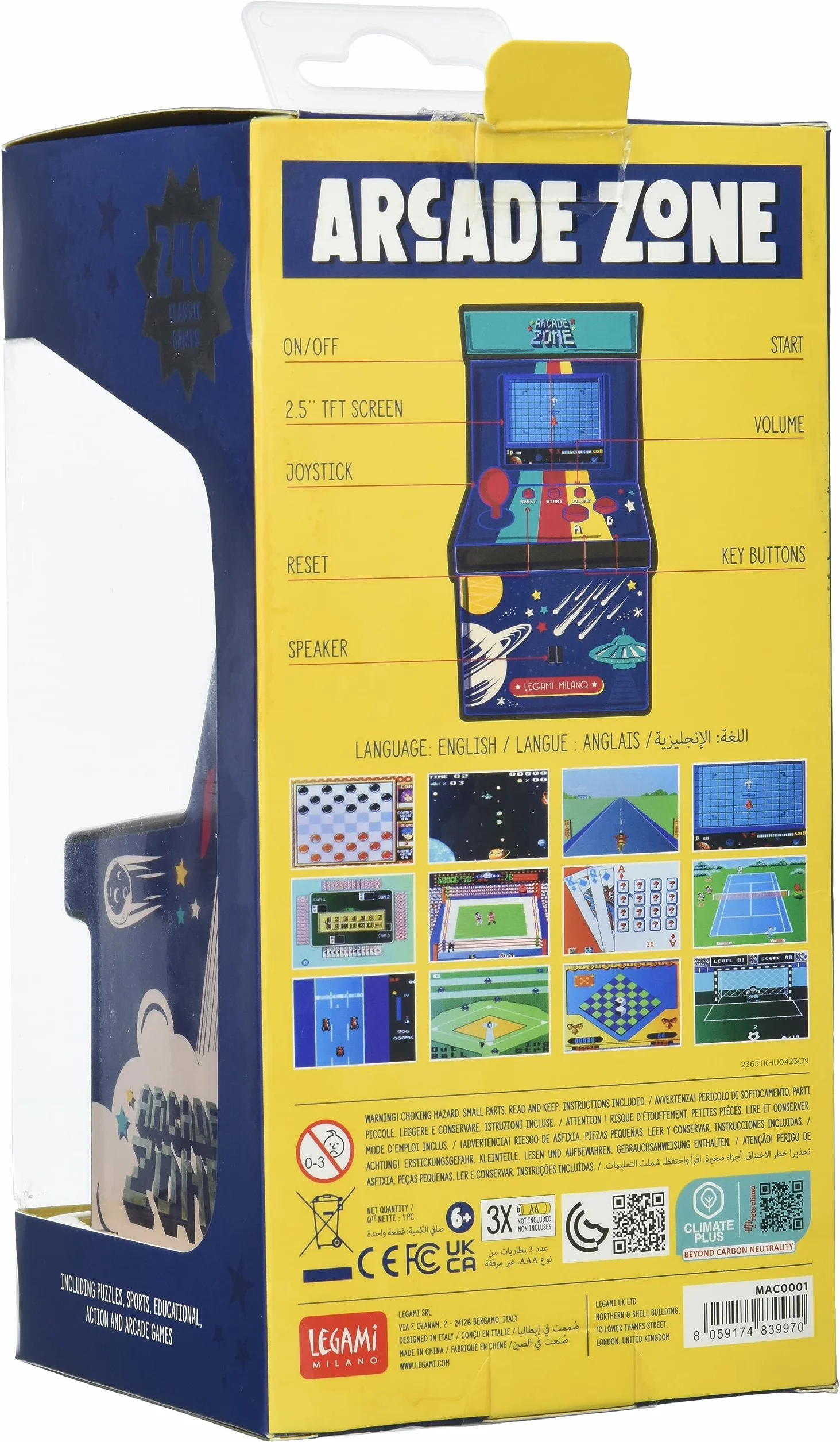 Legami MAC0001 mini gra komputerowa Arcade, Wielobarwny, Zone