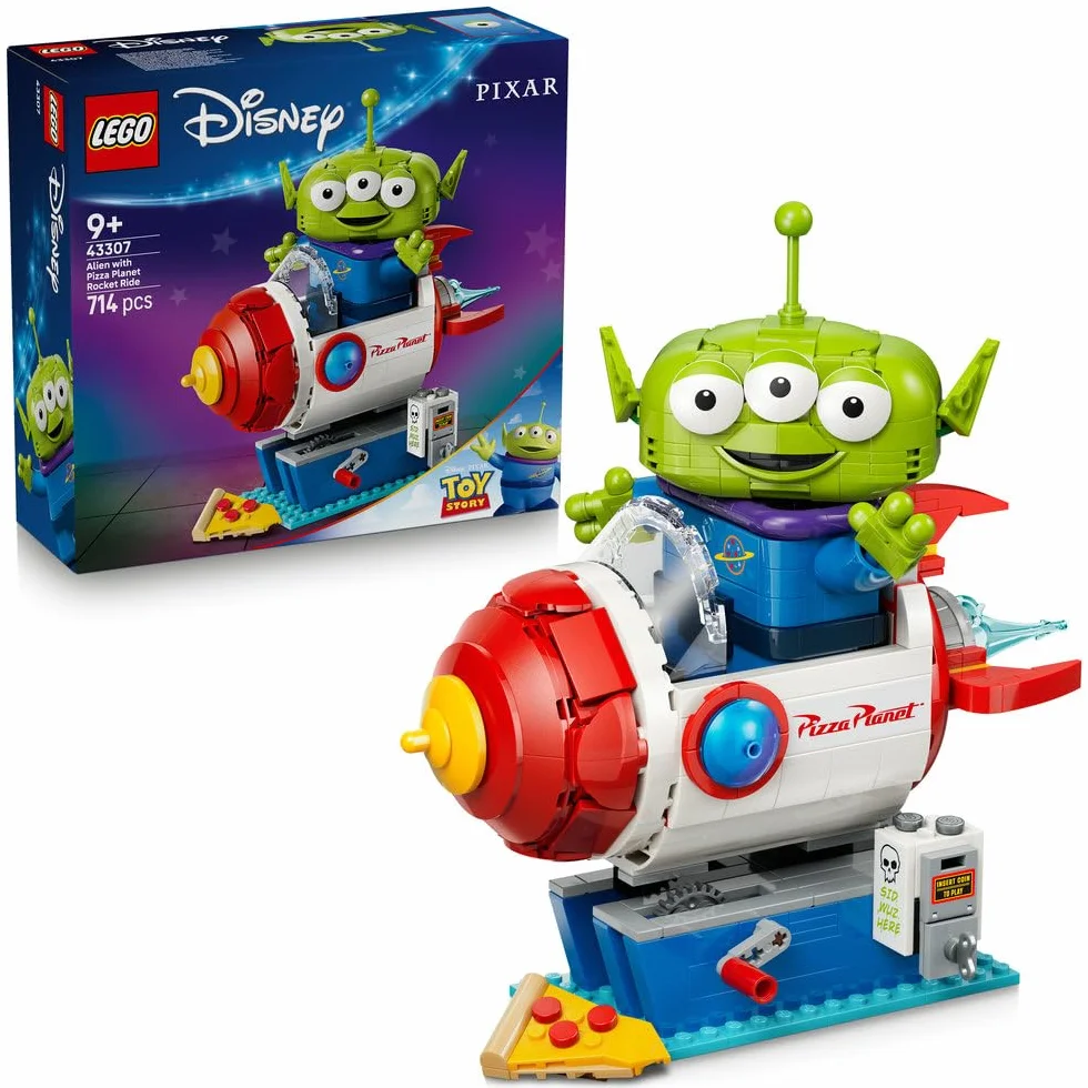 LEGO ǀ Disney i Pixar Kosmita z bujaną rakietą Pizza Planet, zabawka dla dzieci od 9 lat, ruchoma figurka kosmity, ozdoba do pokoju dziecięcego, pomysł na prezent dla chłopca i dziewczynki 43307