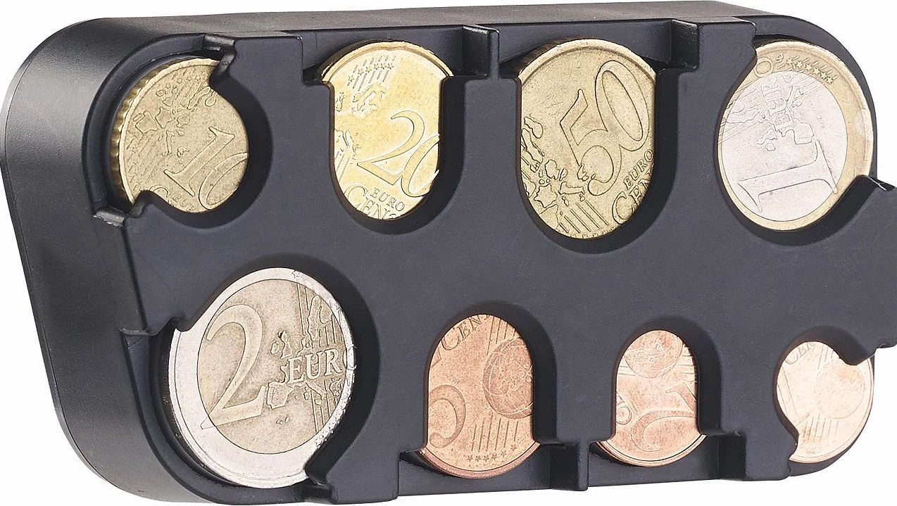 infactory Pudełko na monety: zestaw 2 sztuk kolekcjonerów na monety euro z szybkim mocowaniem (pudełko na monety, euro, przechowywanie monety)