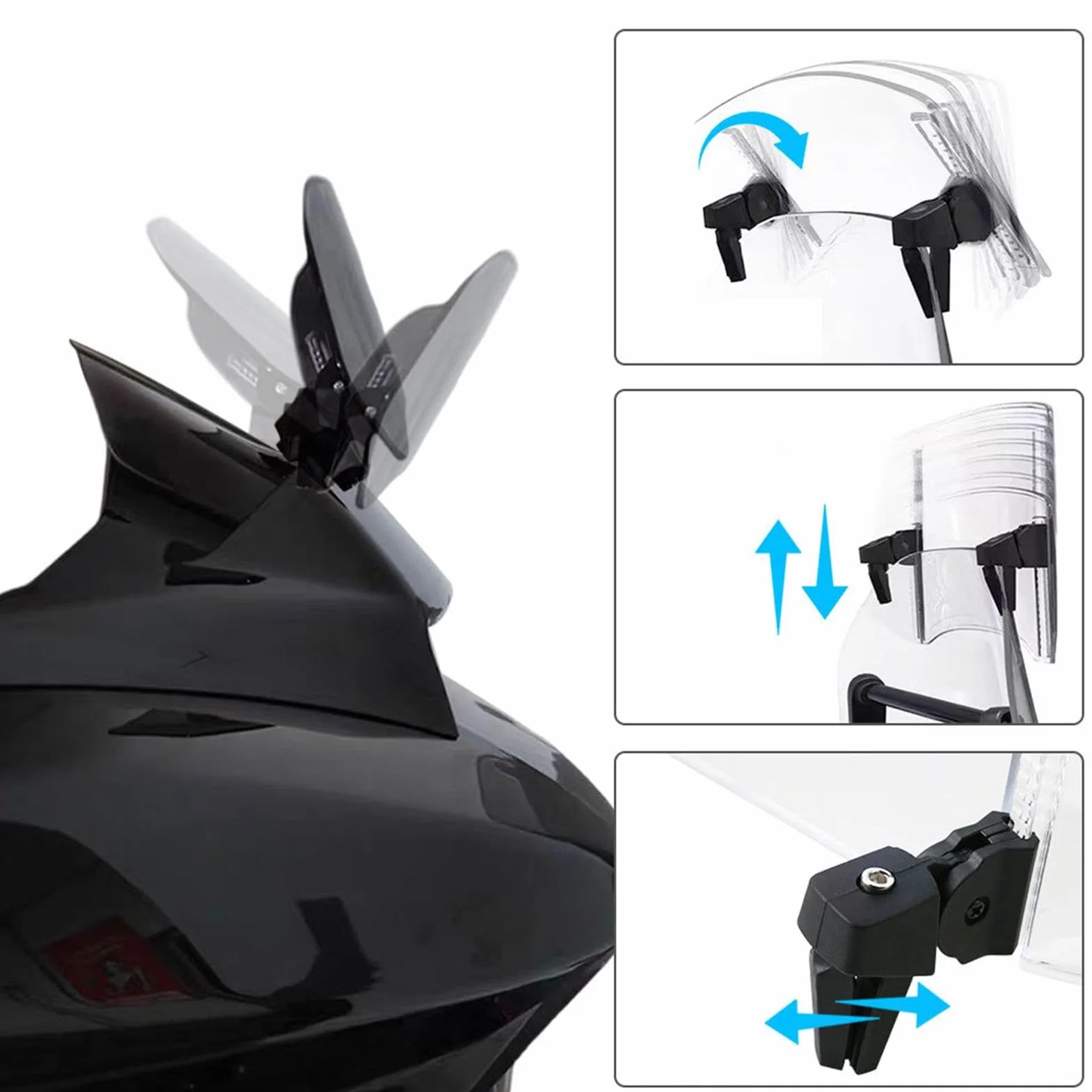 Deflektor wiatrowy do motocykla, regulowany klips i akcesoria do przedniej szyby przedniej, przedłużenie spojlera, nakładka do roweru wyścigowego i motocykla
