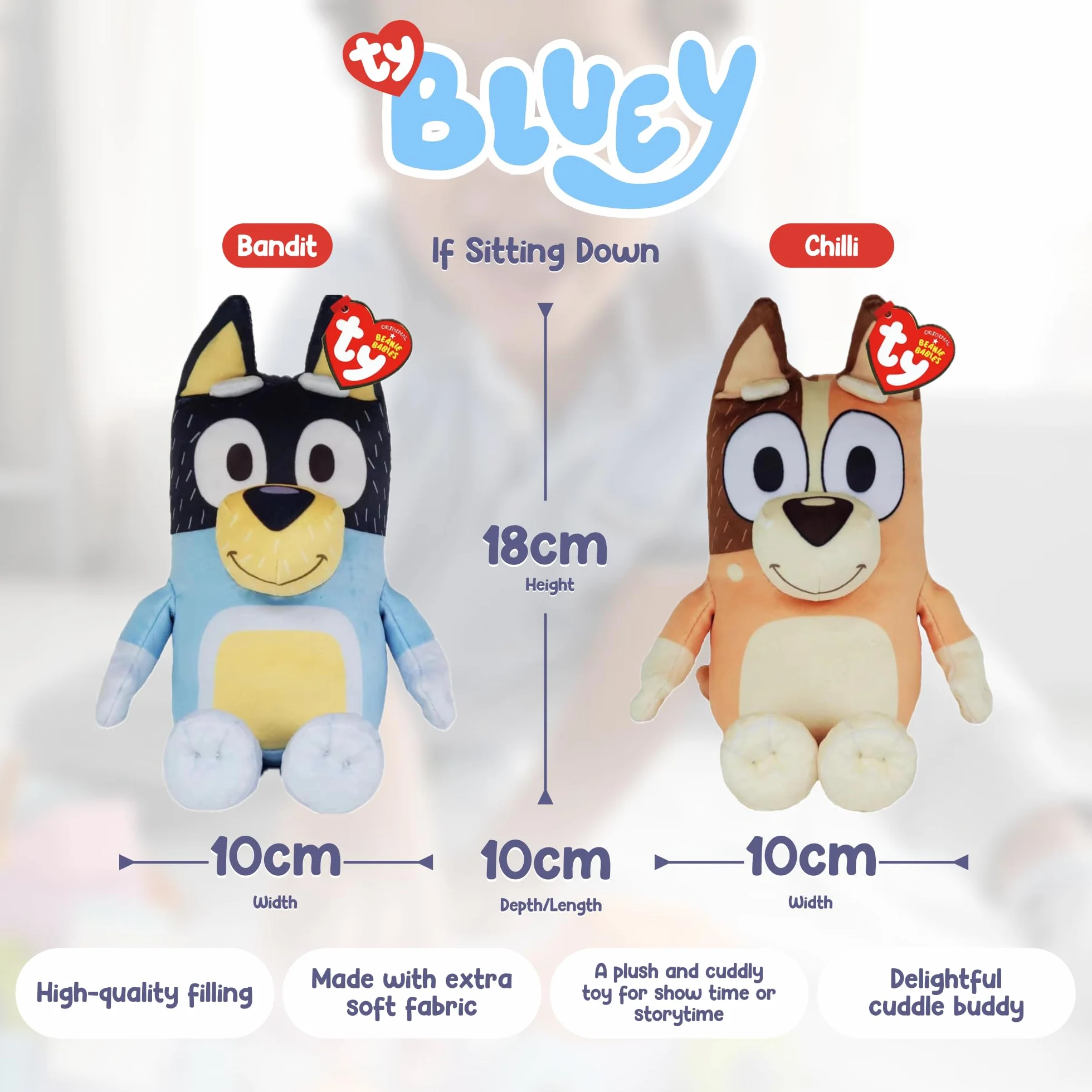 TY Bluey Bandit przytulanka dla dzieci, kolekcjonerska zabawka z pluszu, przytulanka dla niemowląt, oficjalna kolekcja Beanie Babies, przytulanki dla dzieci