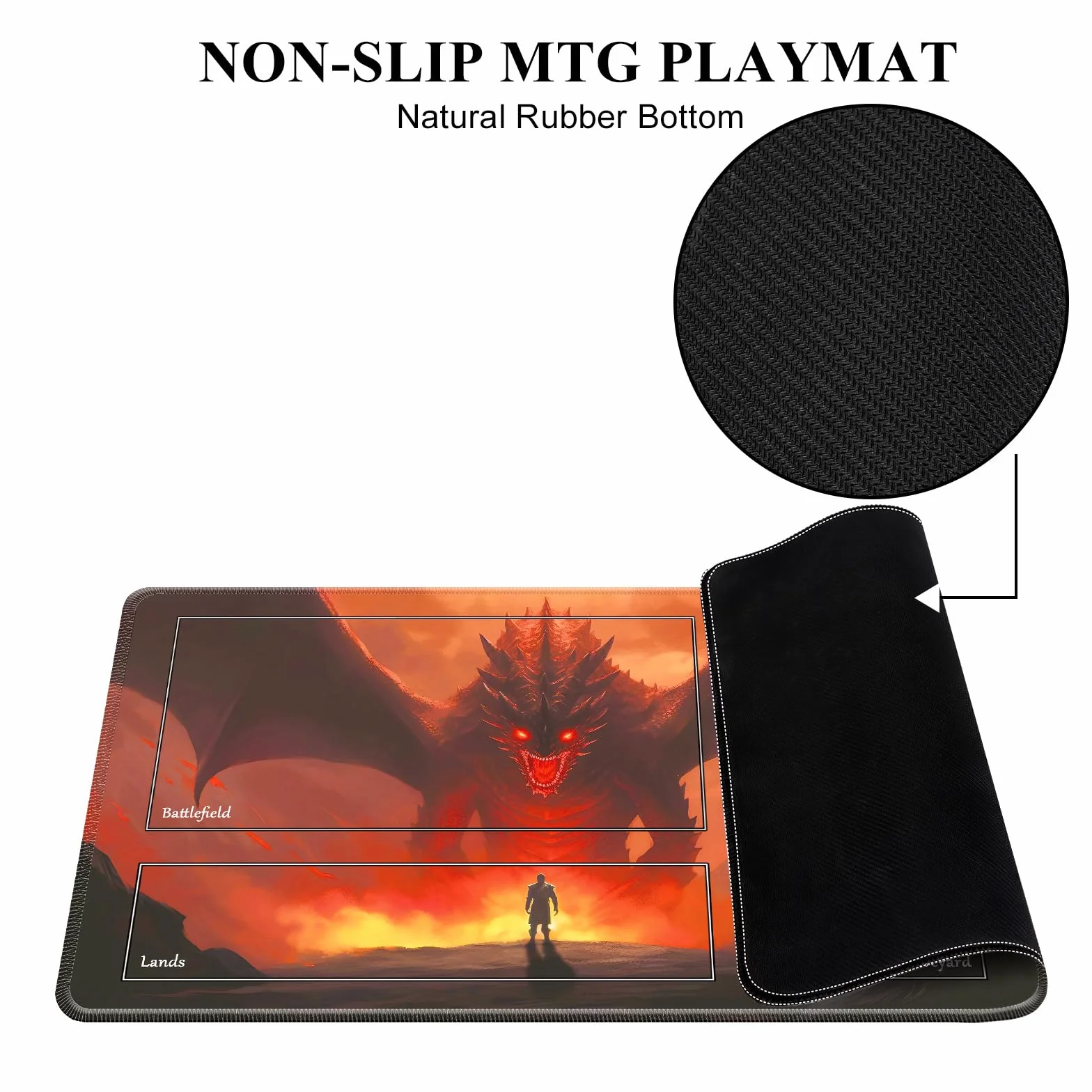 MTG mata do zabawy, mata do zabawy MTG TCG, 61 x 35 cm, zszyte krawędzie, mata do zabawy z bezpłatną torbą do przechowywania kart, gra, wodoodporna gra planszowa, ostry smok, MTG, mata do
