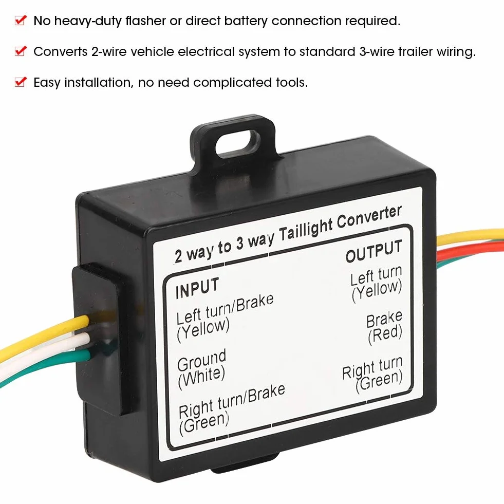Konwerter świateł Tylnych, Złącze 2 do 3 Przewodów Konwerter Przyczepy Układ Elektryczny Adapter Wiązki Przewodów Adapter światła Tylnego Typu Amerykańskiego do Akcesoriów do