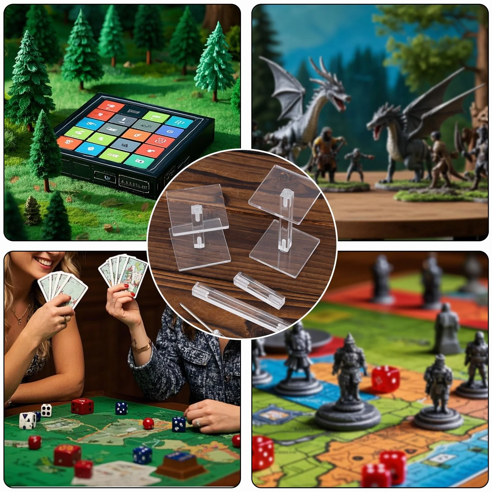BOXOB 2szt Latające Miniatury Bojowe Risers, Regulowana Wysokość Wielopoziomowej Platformy Akrylowe Stojaki Bojowe do Prezentacji Terenu do Miniatur DND Gier Planszowych Akcesoriów RPG