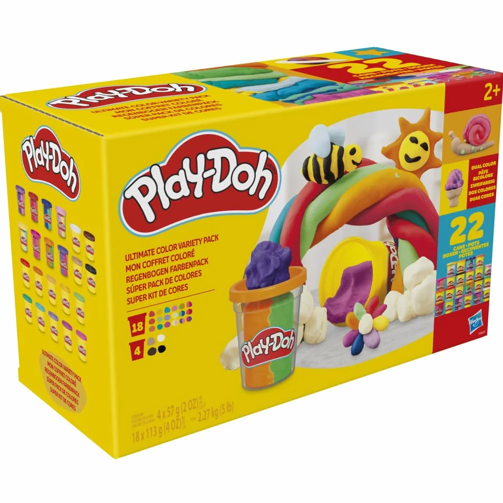 Najlepszy zestaw różnych rodzajów i kolorów ciastoliny Play-Doh, 22 tuby, zabawy plastyczne dla dzieci