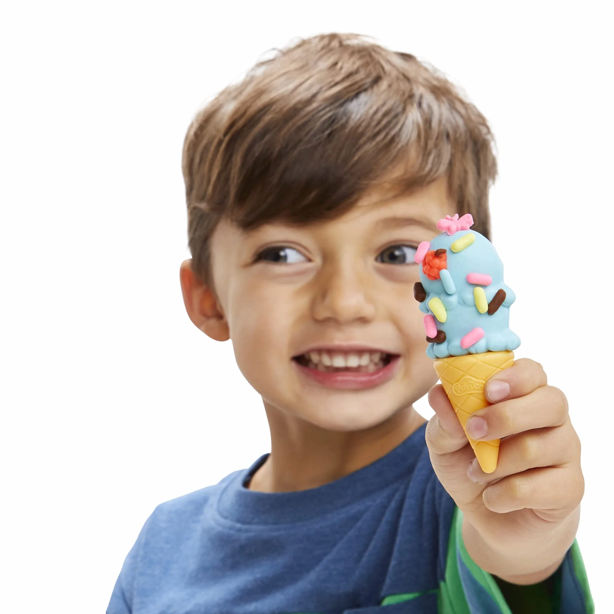Play-Doh Zestaw do zabawy z lodami, Świnką Peppą i ciastoliną Play-Doh, furgonetka z lodami, figurki Peppy i George'a oraz 5 pojemników z ciastoliną