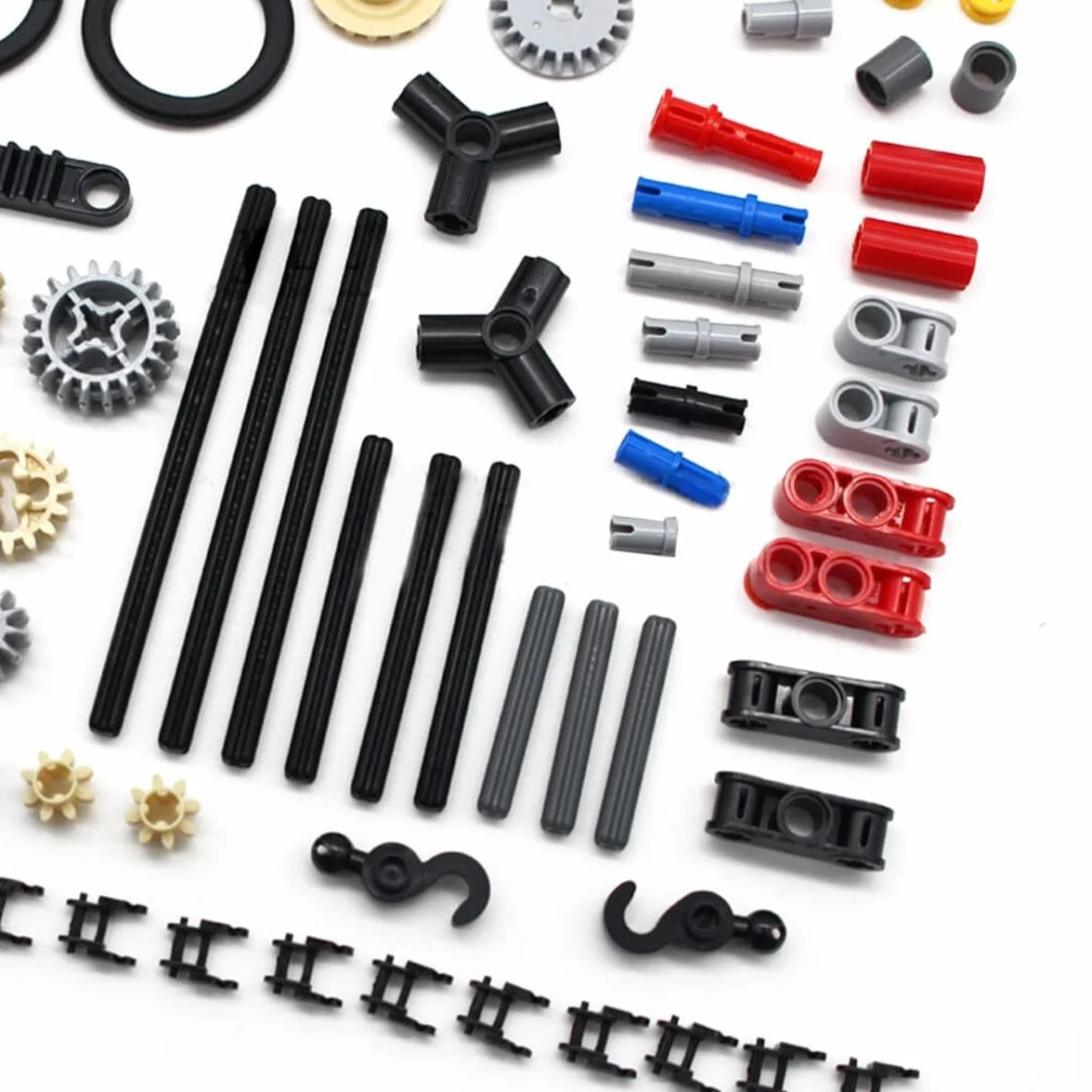 Części zamienne Technic, 116 szt. Złącza ogniw łańcucha zębatego Technic Zestawy klocków, części zamienne Mechaniczny sworzeń osi koła zębatego Opakowanie mieszane