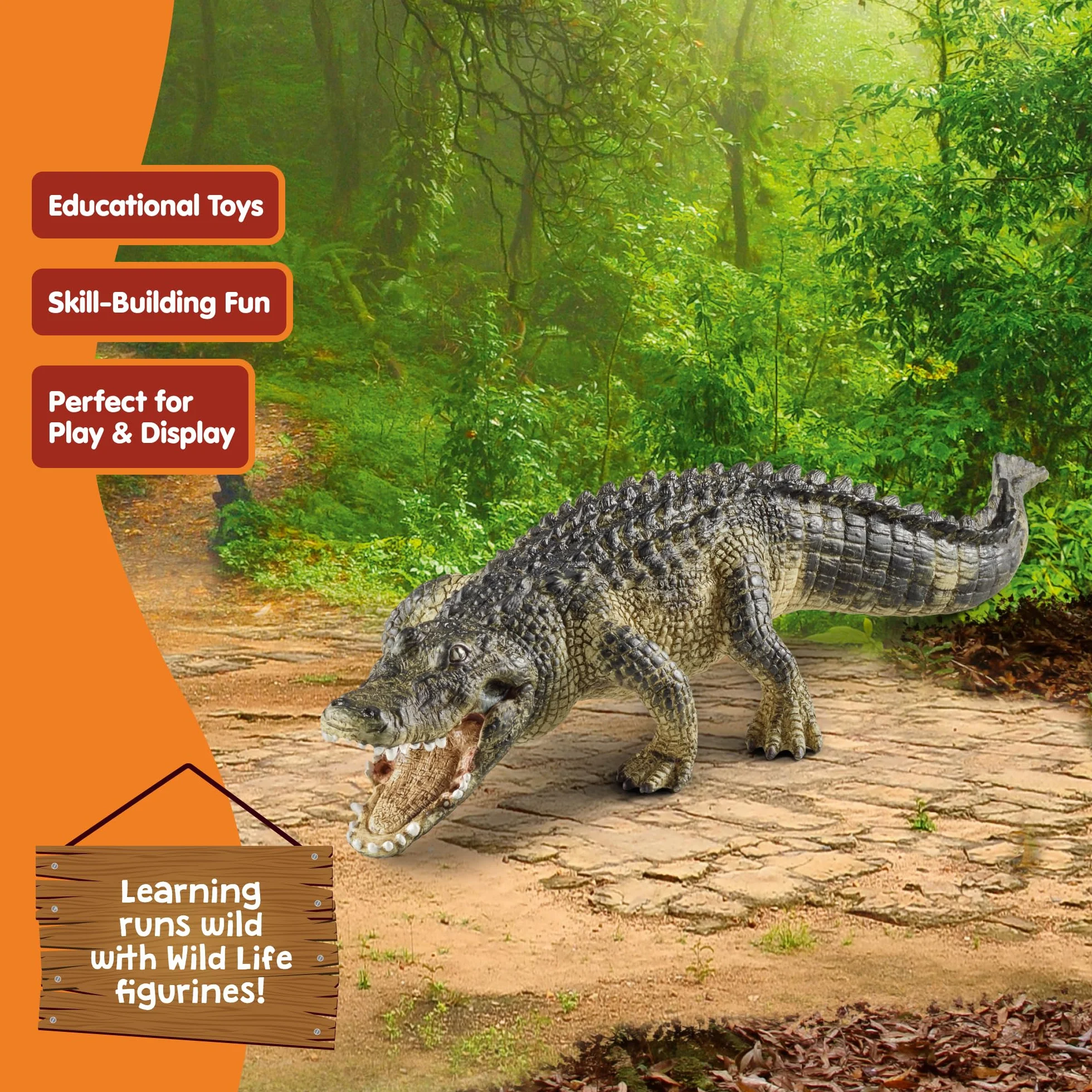 schleich WILD LIFE | Aligator 14727 | Szczegółowa figurka zwierzęcia | Zabawka zoo | Prezent dla dzieci | Figurka do zabawy od 3 lat | 19 × 6 × 4 cm