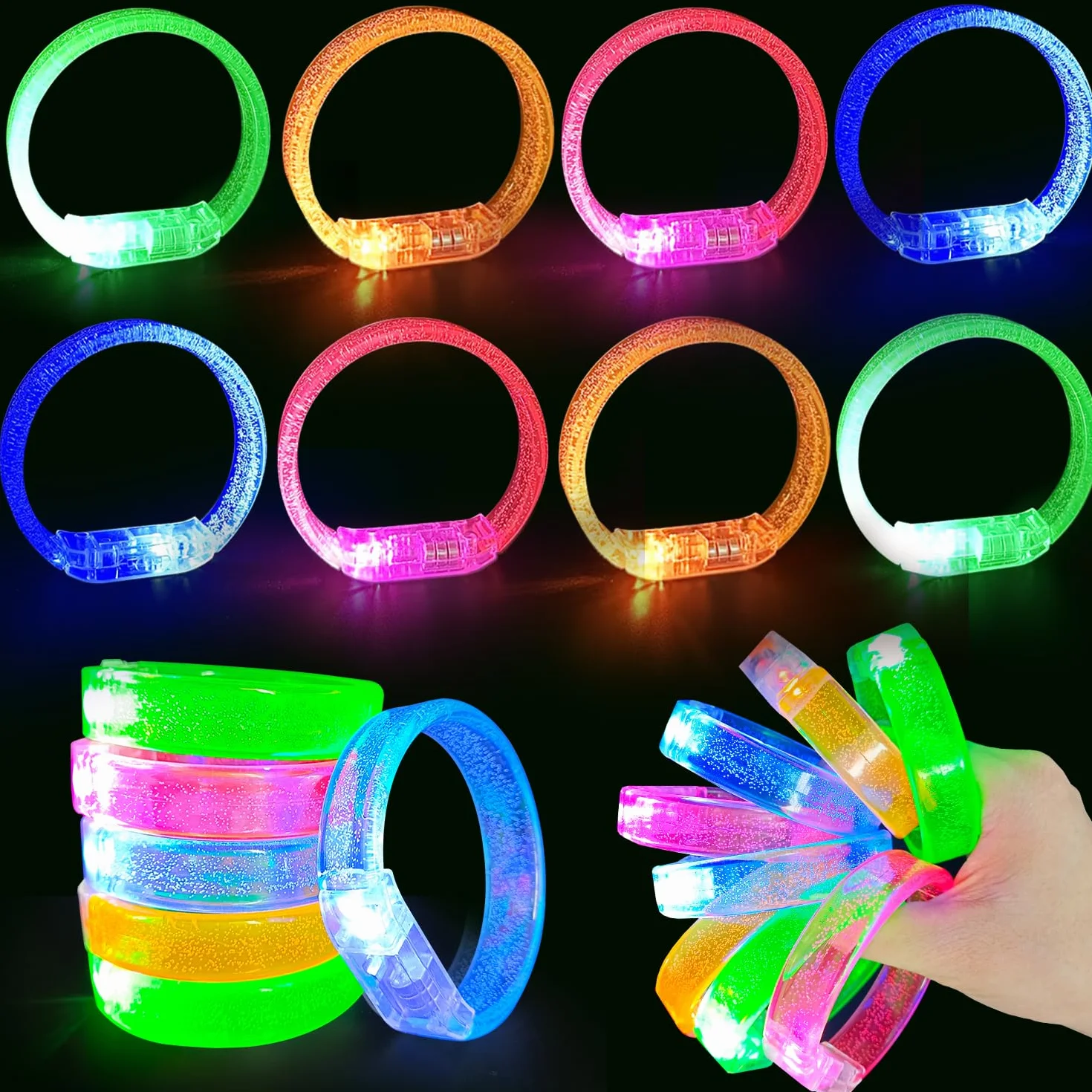 Zestaw bransoletek LED, podświetlane akcesoria festiwalowe, migające zabawki, opaski na rękę, świecące w ciemności, bransoletki LED, artykuły imprezowe na Boże Narodzenie, muzyczny karnawał