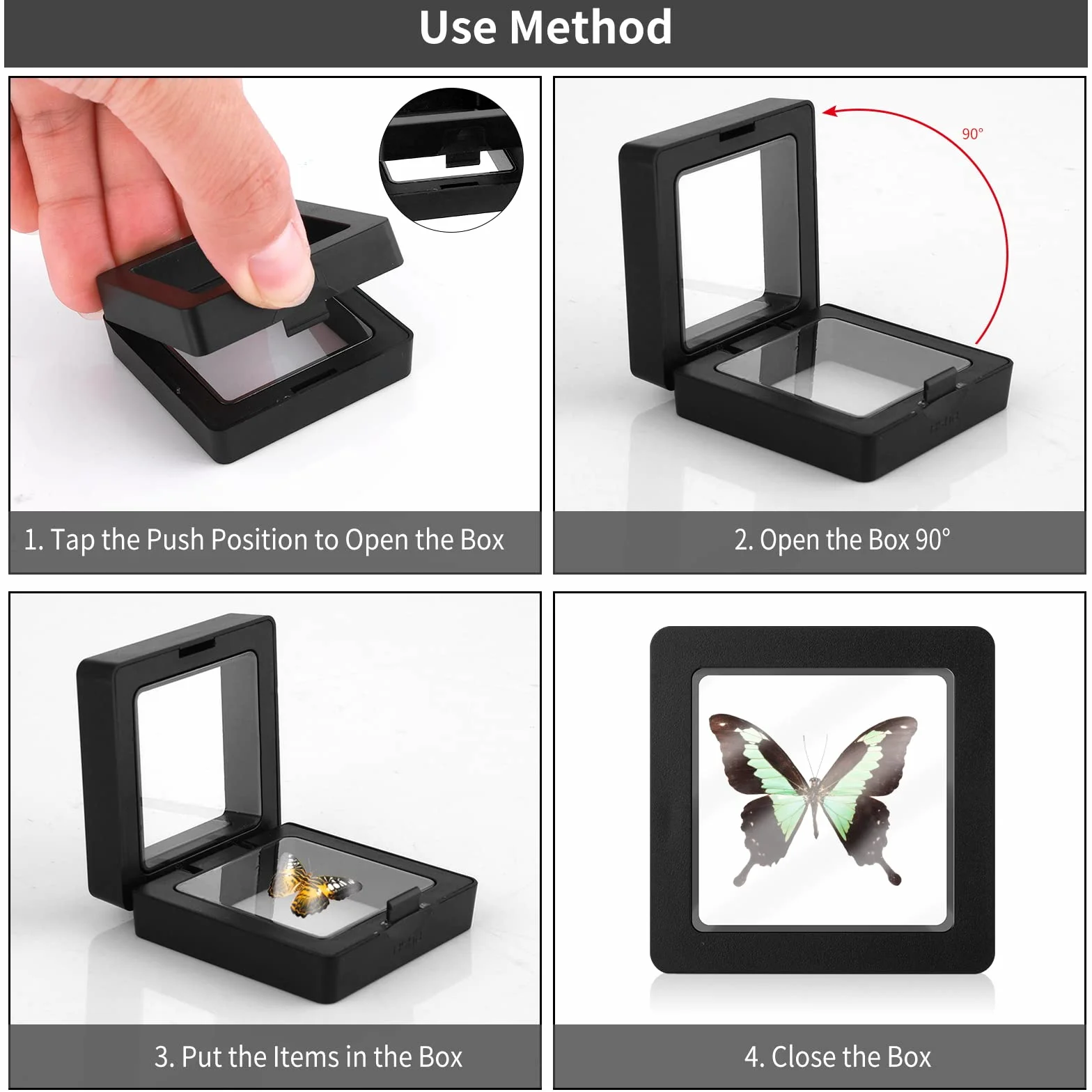 5 szt. 3D pływających ramek displayowych, 3,5 x 3,5 cm (średnica wewnętrzna) Przezroczysty stojak displayowy, stojak na monety, medale, biżuterię, pierścionki, wisiorki, bransoletki