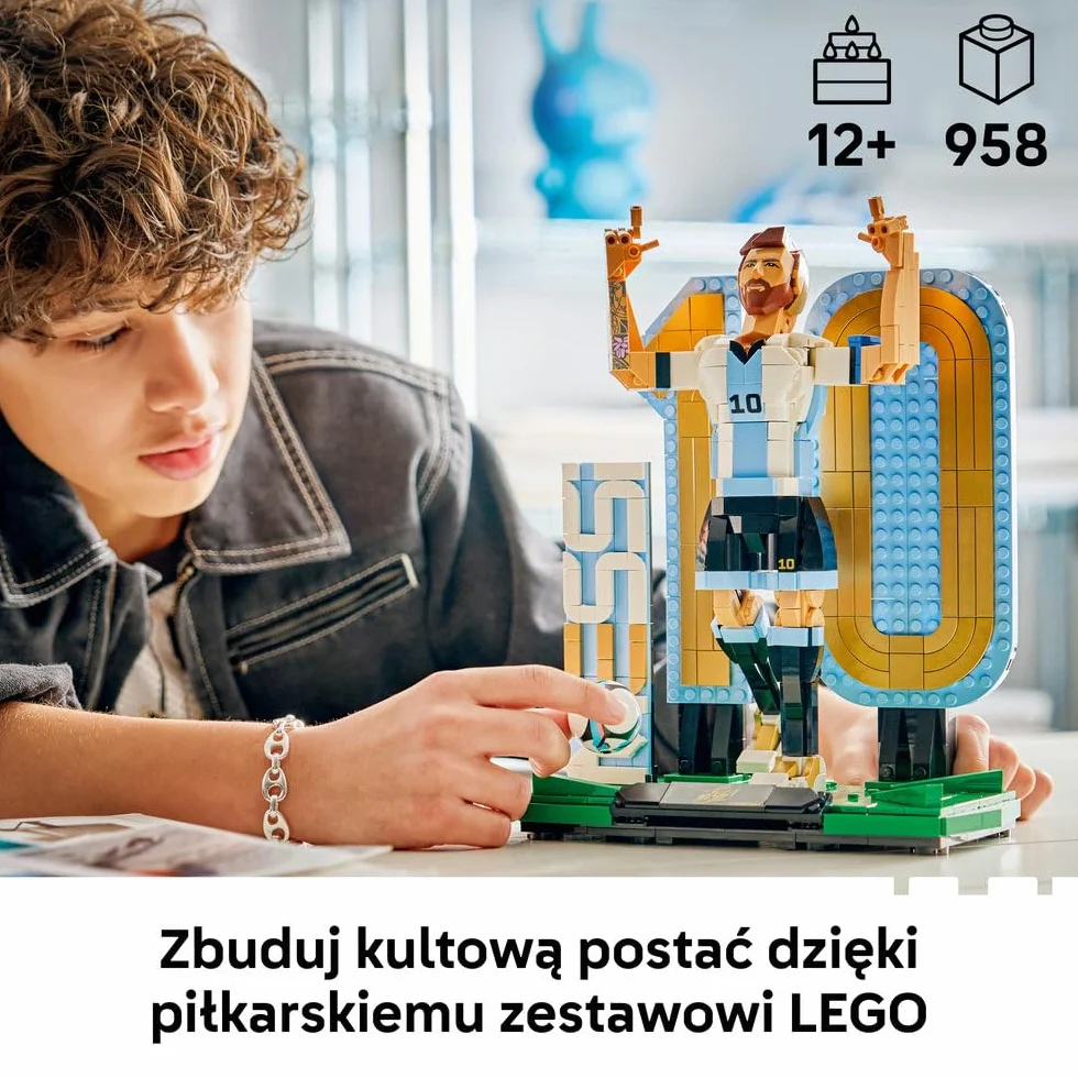 LEGO Editions Lionel Messi — piłkarska legenda, zestaw konstrukcyjny dla dzieci i nastolatków, dekoracja i sportowy prezent dla chłopców i dziewcząt od 12 lat, model dla fanów piłki nożnej 43015