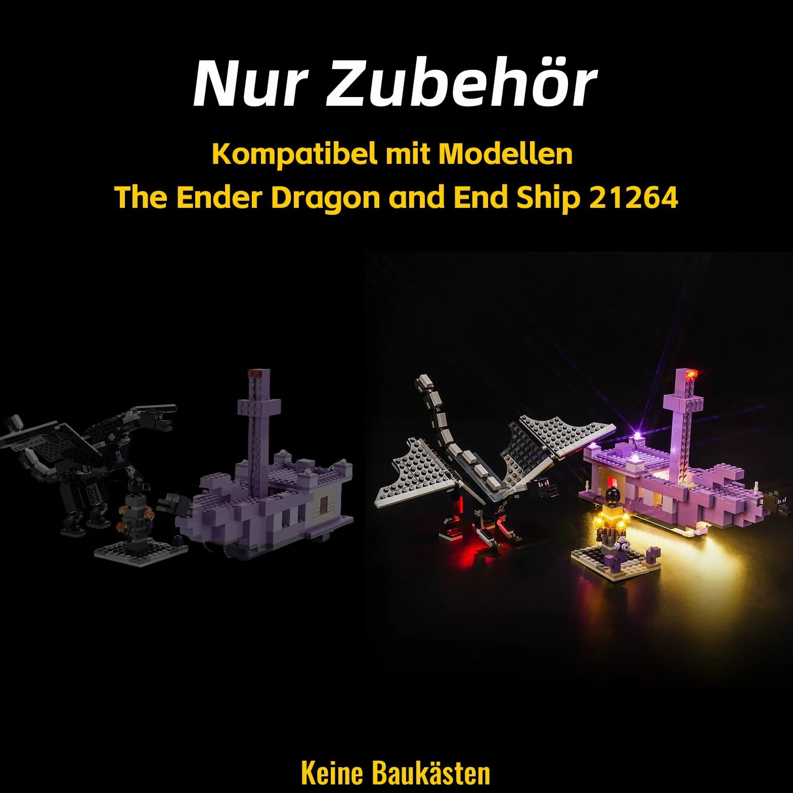 Zestaw świateł LED do Lego Minecraft, smok i statek końcowy 21264, oświetleniowy zestaw dla kreatywnych zabaw