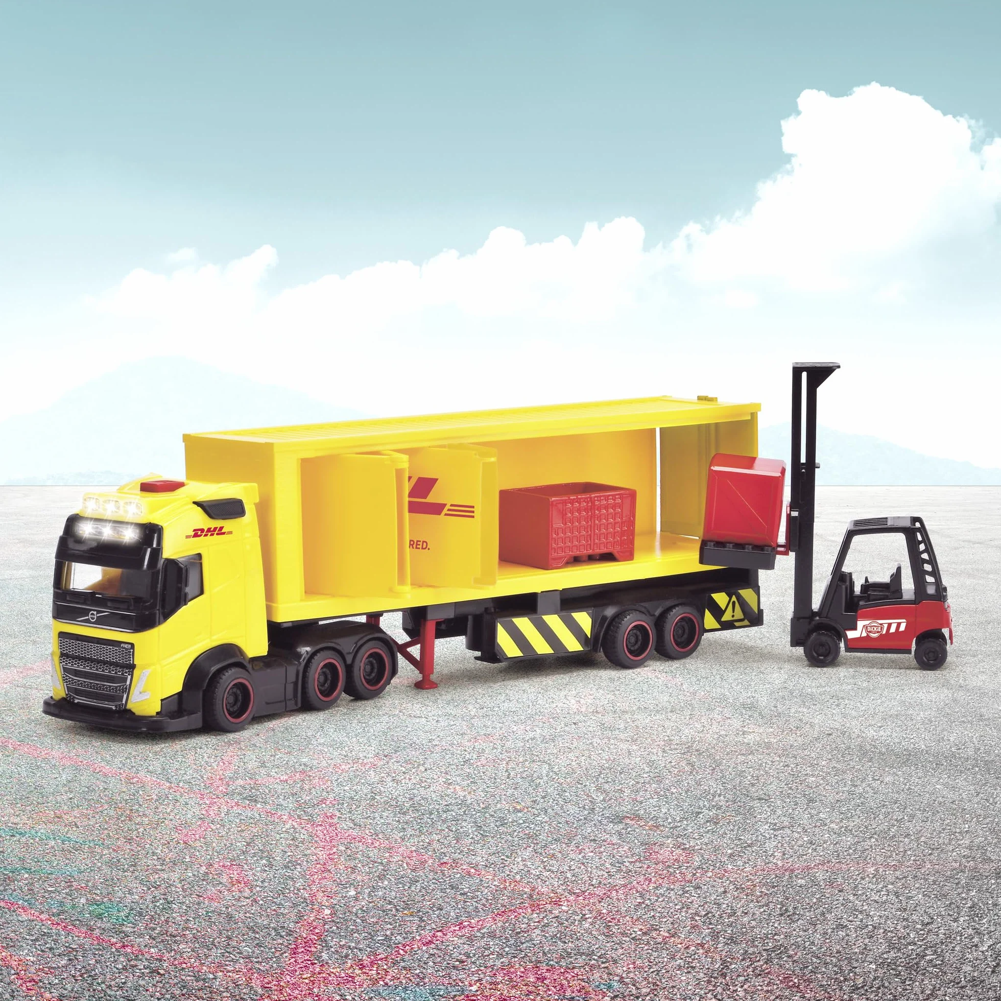 Dickie Toys 203747018 VOLVO Ciężarówka DHL, 35 cm