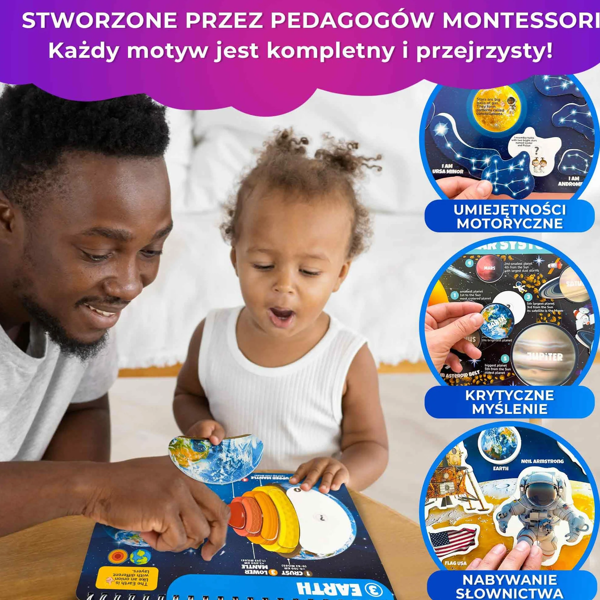 QUOKKA Zabawki Montessori Od 3 Do 4 Lat - Wersja Angielska – Książki Edukacyjne Dla Dzieci Od 3 Lat – 15 Aktywności Edukacyjnych Na Temat Układu Słonecznego – Aktywności W Podróży Samochodem