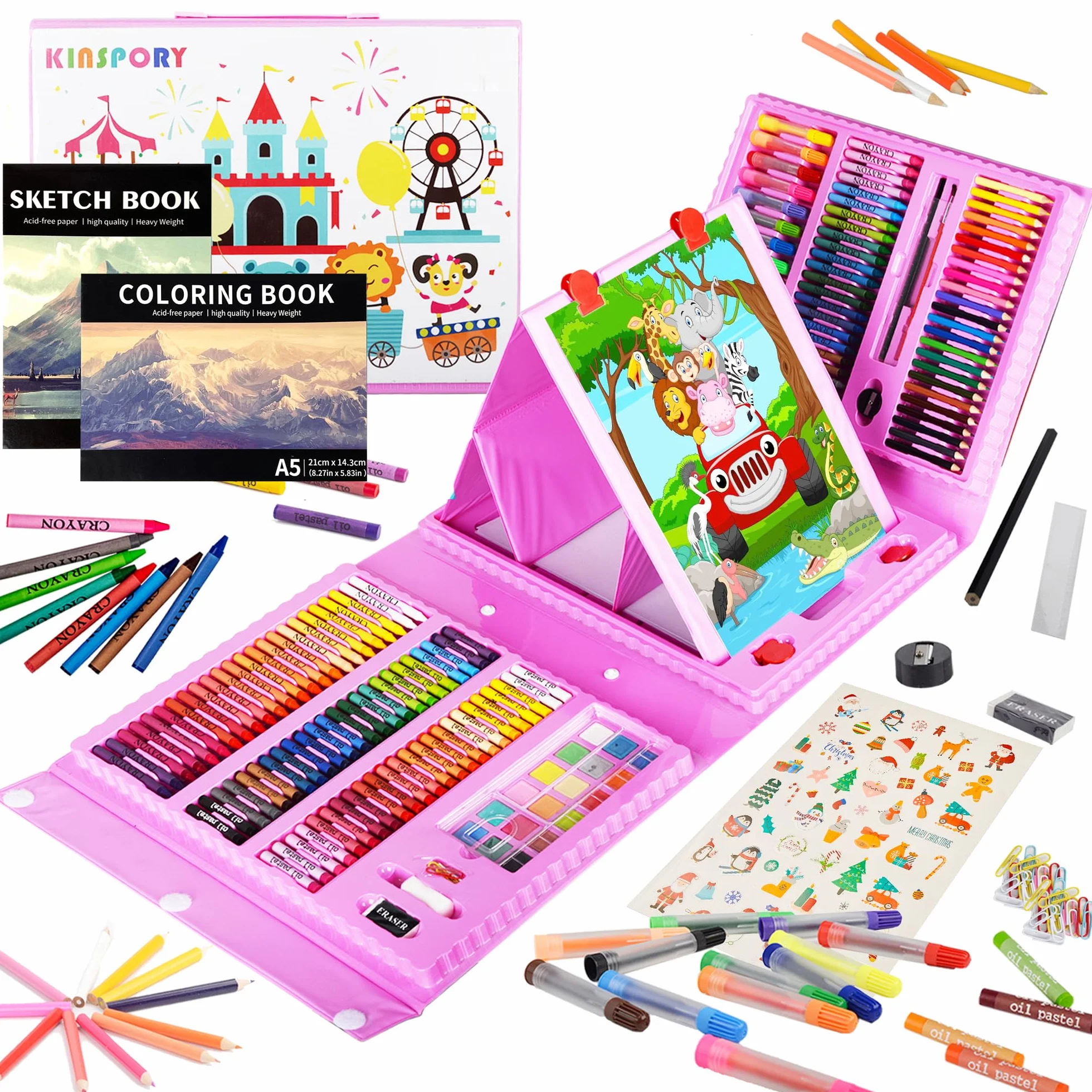 KINSPORY 290 PCS Zestaw artystyczny dla dzieci, Deluxe Pudełko do malowania, Kolorowanie Rysowanie Przybory artystyczne Prezent dla artystów Nastolatki Chłopcy Dziewczynki 4 5 6 7 8 9 10 11 12