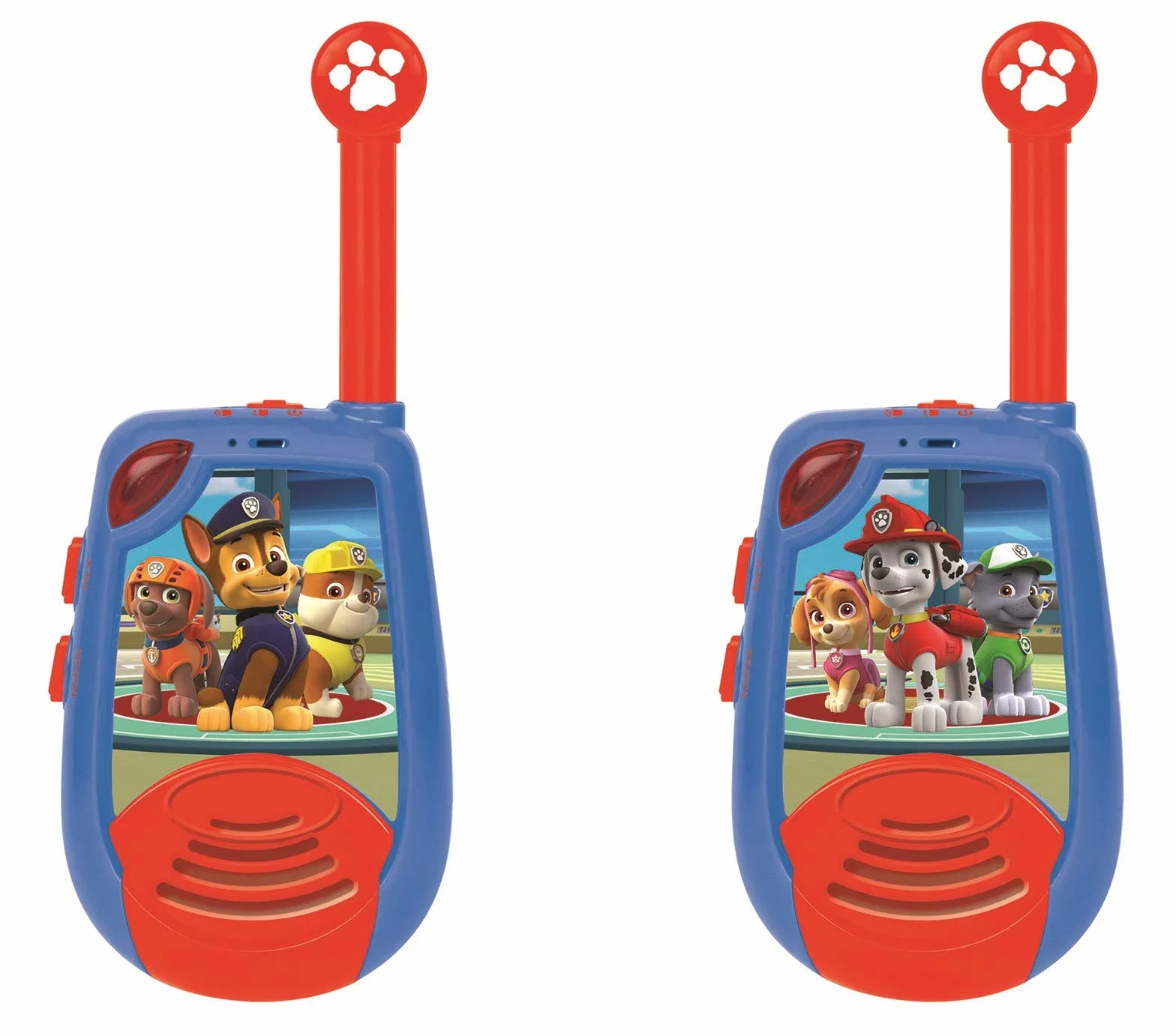 Lexibook Psi Patrol Chase Walkie Talkie 3D, 2 Km, Funkcja Light Morse'A, Regulacja Głośności, Klips do Paska, Niebieski, Czerwony, TW25PA