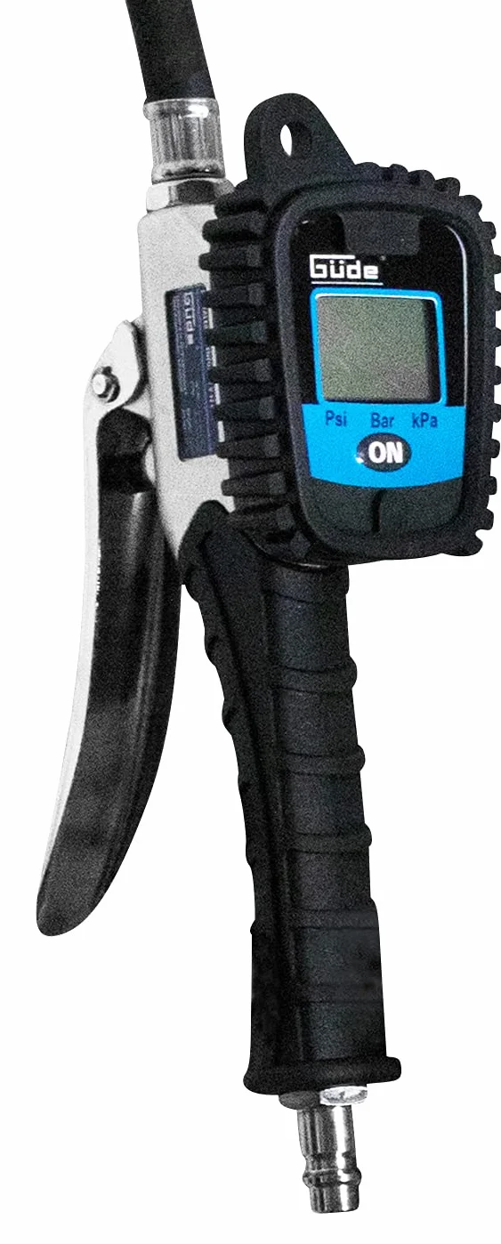 Güde V12 PRO cyfrowy pistolet do pompowania opon (wielofunkcyjny wyświetlacz, ciśnienie robocze 0-12 bar, precyzyjny zawór spustowy powietrza, kalibracja, wtyczka zaworu Michelin, do pomiarów i