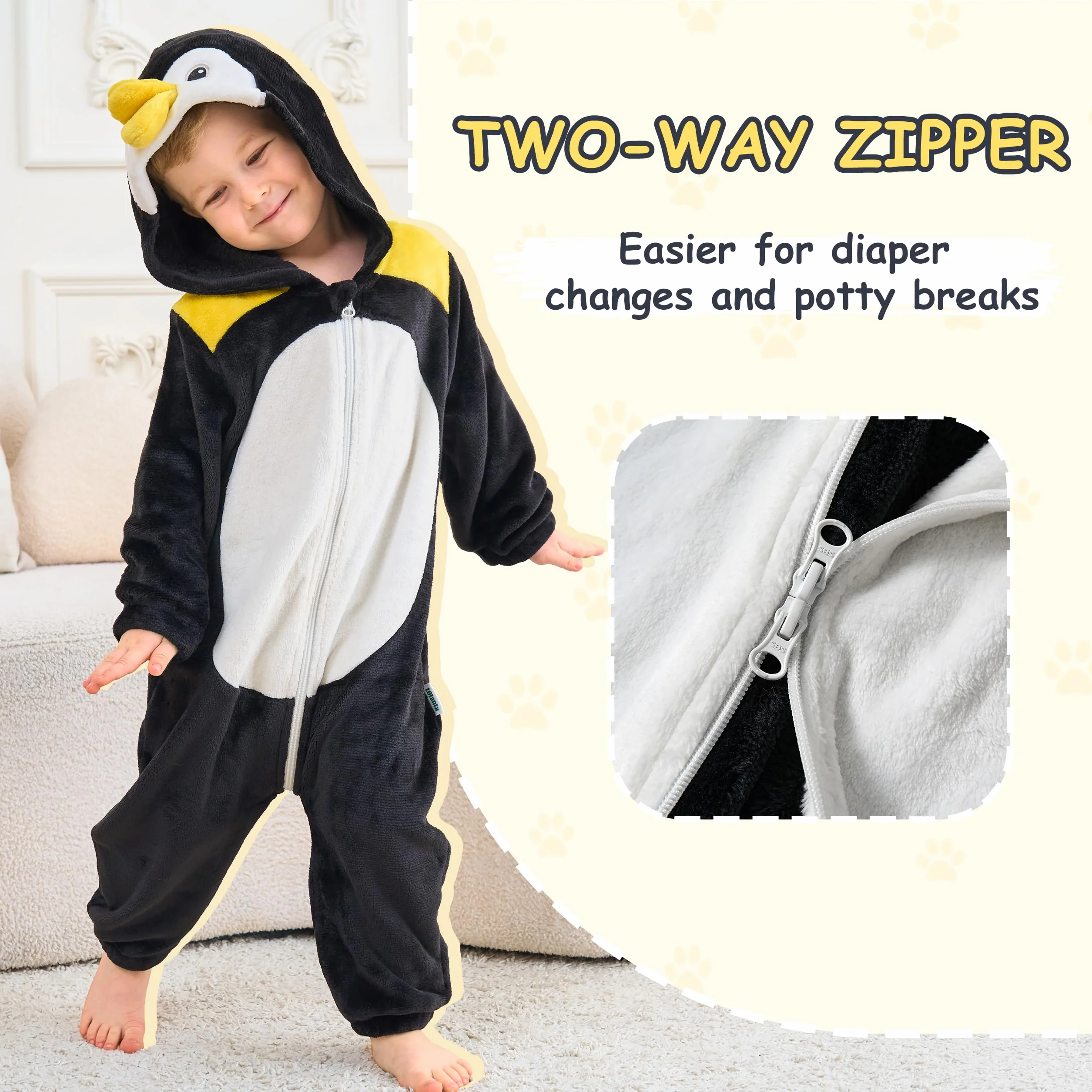 LOLANTA Kostium dla dzieci unisex dla dzieci, kostium zwierząt z kapturem dla dzieci, flanelowy kombinezon związkowy