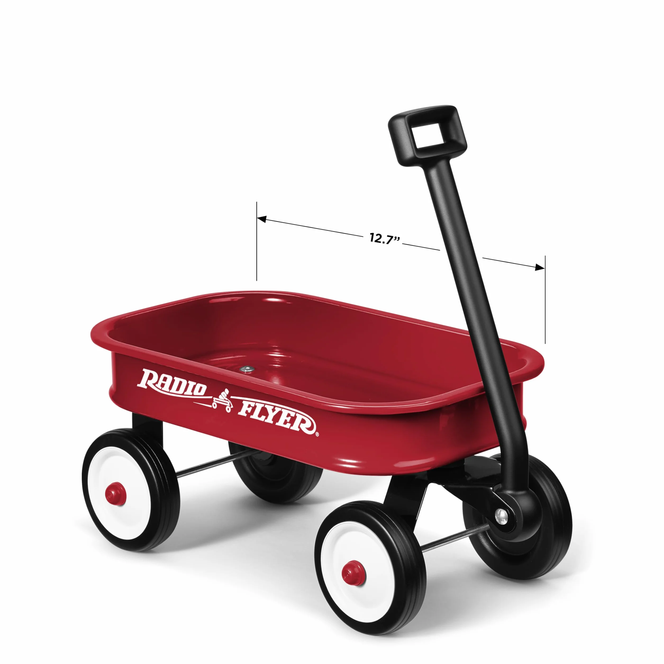 Radio Flyer Little Red Toy Wagon, mały wózek zabawkowy do ekspozycji, długość 36 cm