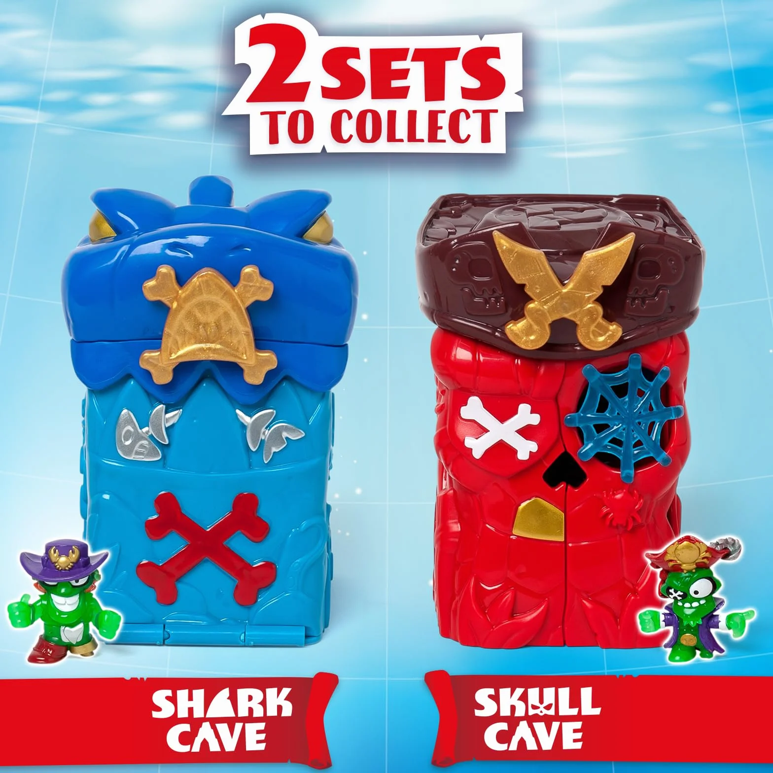 PIRATIX Secret Shark Cave - Tajna Jaskinia Shark Island, zawiera 1 jaskinię Shark, 1 Piratix, 2 akcesoria (1 broń i 1 berło), 1 krab i 1 skarb