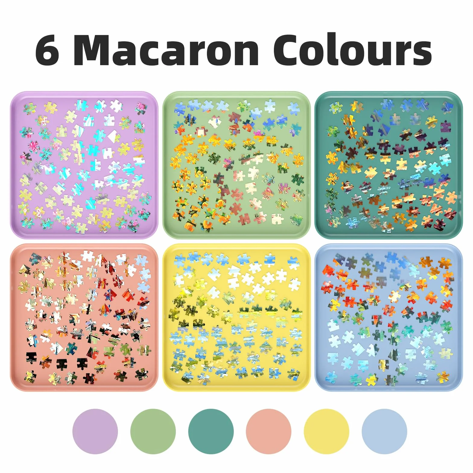 Puzzle tace do sortowania, 6 sztuk, zestaw akcesoriów do sortowania, do układania w stos, do 500/1000/2000 sztuk, tace na prezent dla miłośników puzzli, do organizacji puzzli