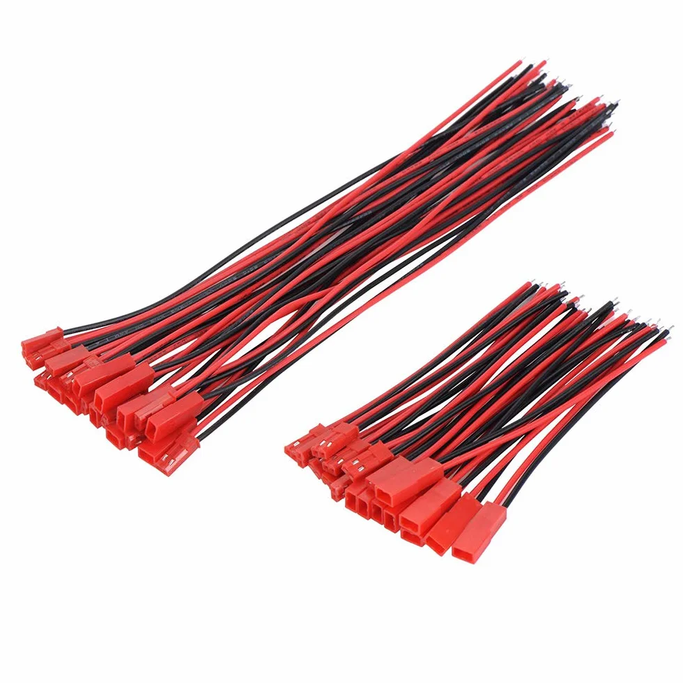 YIXISI 20 Par 22 AWG Złącze Wtykowe JST, 100mm i 150mm 2-Stykowe Męskie Złącze Wtykowe Żeńskie Przewód do Taśmy LED, Większość Mini Helikopterów RC