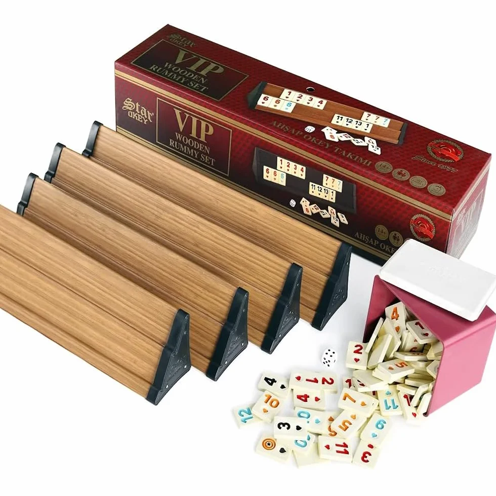 Star Premium VIP Okey drewniany zestaw rummy z kamieniami melaminowymi AHSAP Okey TAKIMI