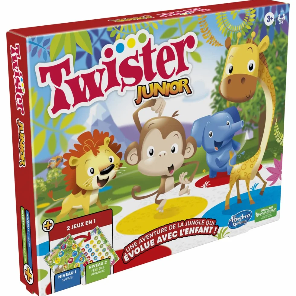 Junior Twister Game, odwracalna mata przygodowa w dżungli, 2 gry w 1, gra grupowa dla 2-4 graczy