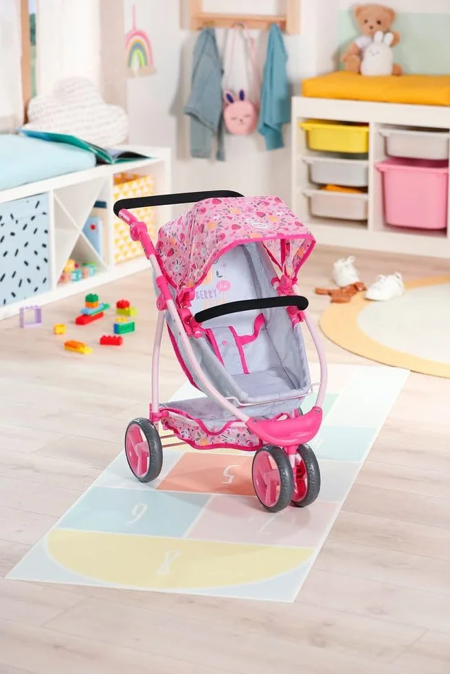 BABY born 834145 Zapf Creation wózek dziecięcy ze składanym kapturem, przekształca się z klasycznego wózka dziecięcego na sportowy jogger, schowek na akcesoria, pasuje do lalek 43 cm, dla dzieci w