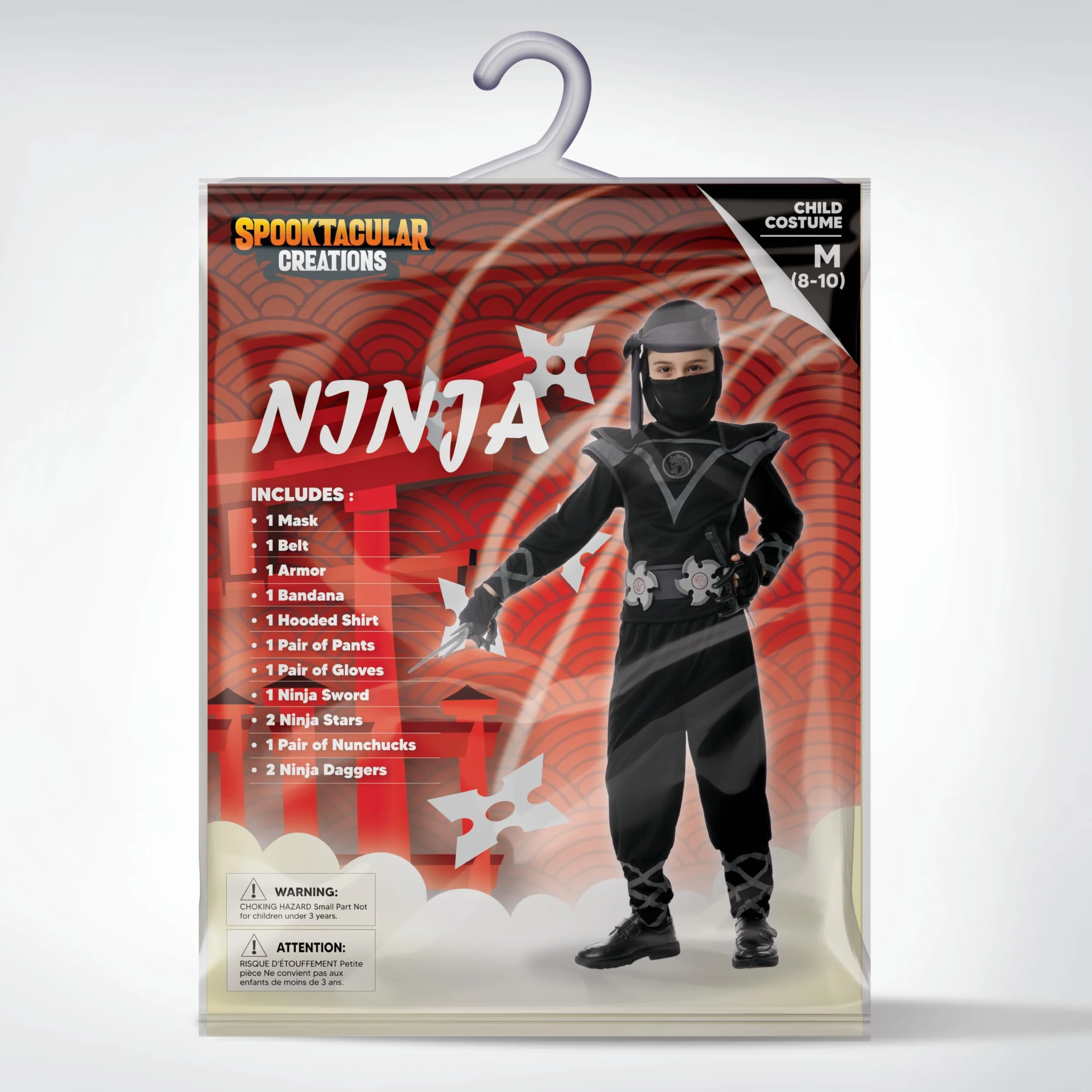 Spooktacular Creations Deluxe czarny kostium ninja zestaw z materiału piankowego Ninja, zabawka, dla dzieci, strój Kung Fu, pomysły na Halloween