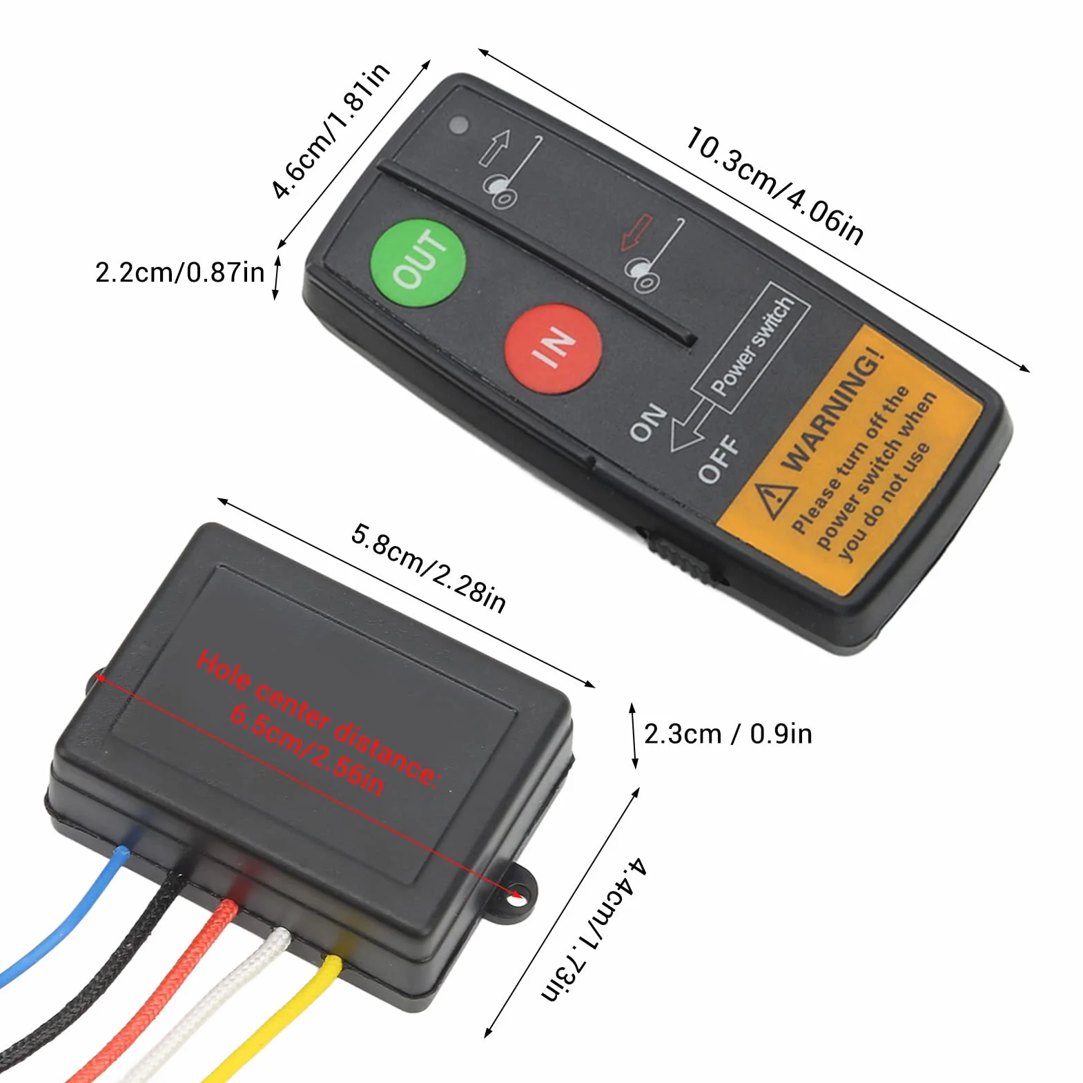 Akozon Zestaw Zdalnego Sterowania Wyciągarką Bezprzewodową Zasięg 75 Stóp 12 V 24 V Wysoka Czułość Uniwersalny do Samochodów Ciężarowych ATV 379521011