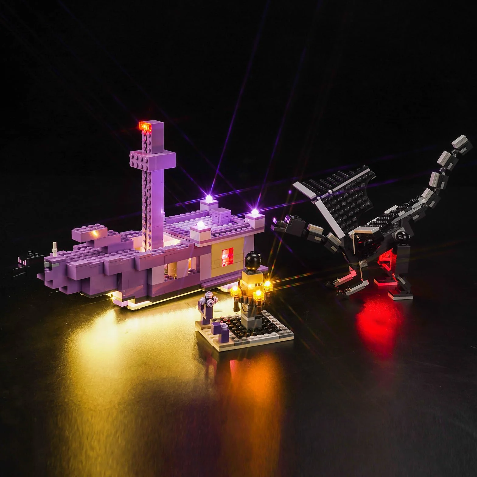 Zestaw świateł LED do Lego Minecraft, smok i statek końcowy 21264, oświetleniowy zestaw dla kreatywnych zabaw
