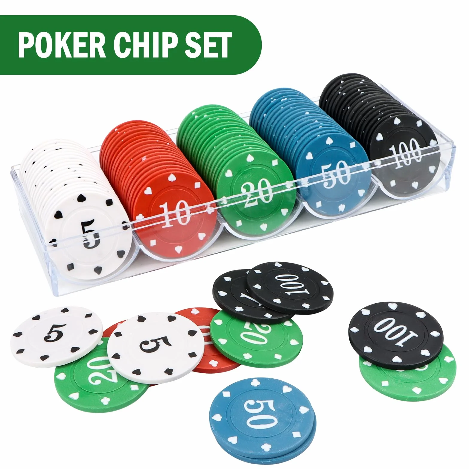 MplehDa Profesjonalne Żetony do Pokera - 100 Sztuk do Gry w Blackjacka i Kasynowego