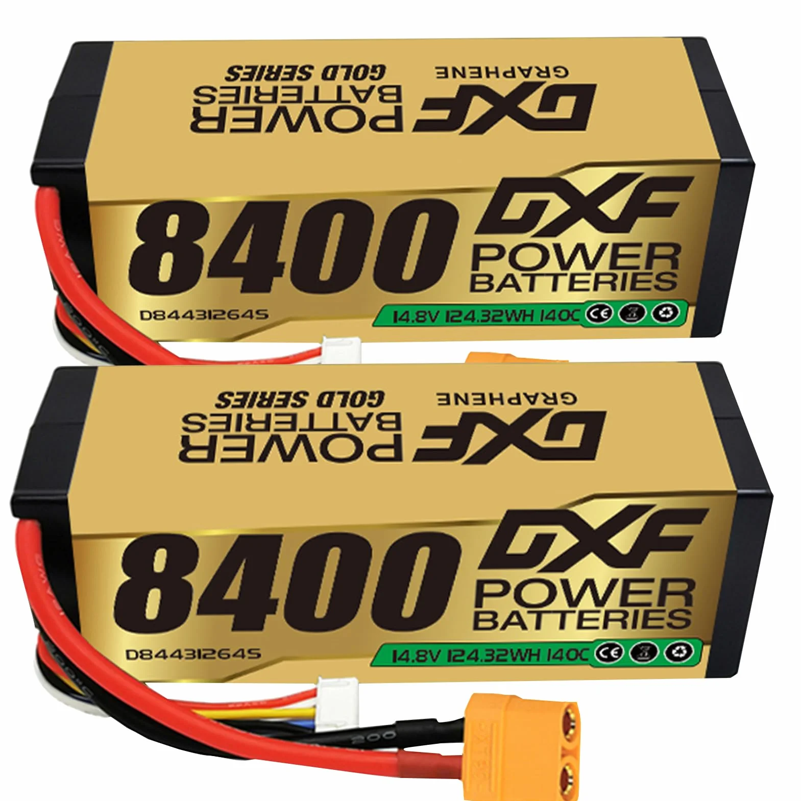 DXF 14.8V 120C 8400mAh 4S Lipo bateria twarda z wtyczką XT90 do RC Buggy Truggy Crawler Monster samochód łódź ciężarówka （2PCS）