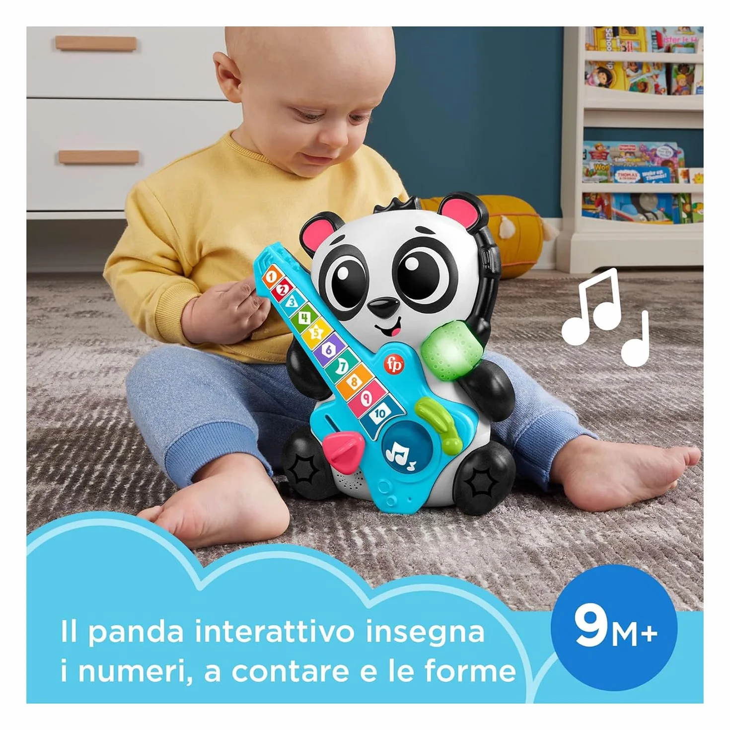 Fisher- Price Animal Band - Gina la Pandina Uczymy się liczyć, interaktywna panda do nauki z 10 klawiszami i 70 piosenkami, światłami, dźwiękami i mikrofonem, zabawka dla dzieci, 9+ miesięcy, HYL03
