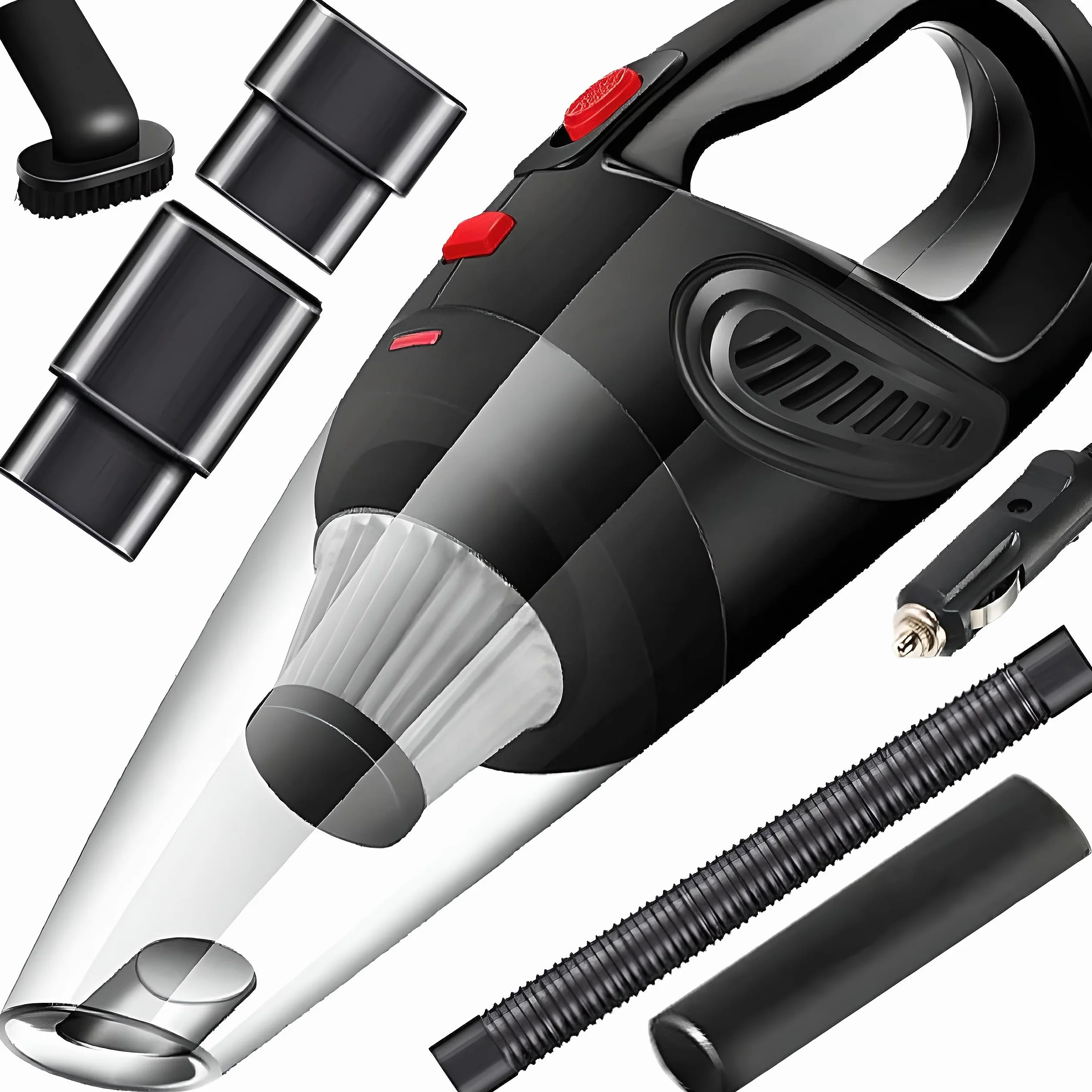 Retoo Odkurzacz 4-w-1 Dry DC 12V 120W 4200Pa, Z Filtrem HEPA, Ręczny Ze Szczotką i Miękkim Wężem, Samochodowy Z Kablem 4,8 m Do Zapalniczki