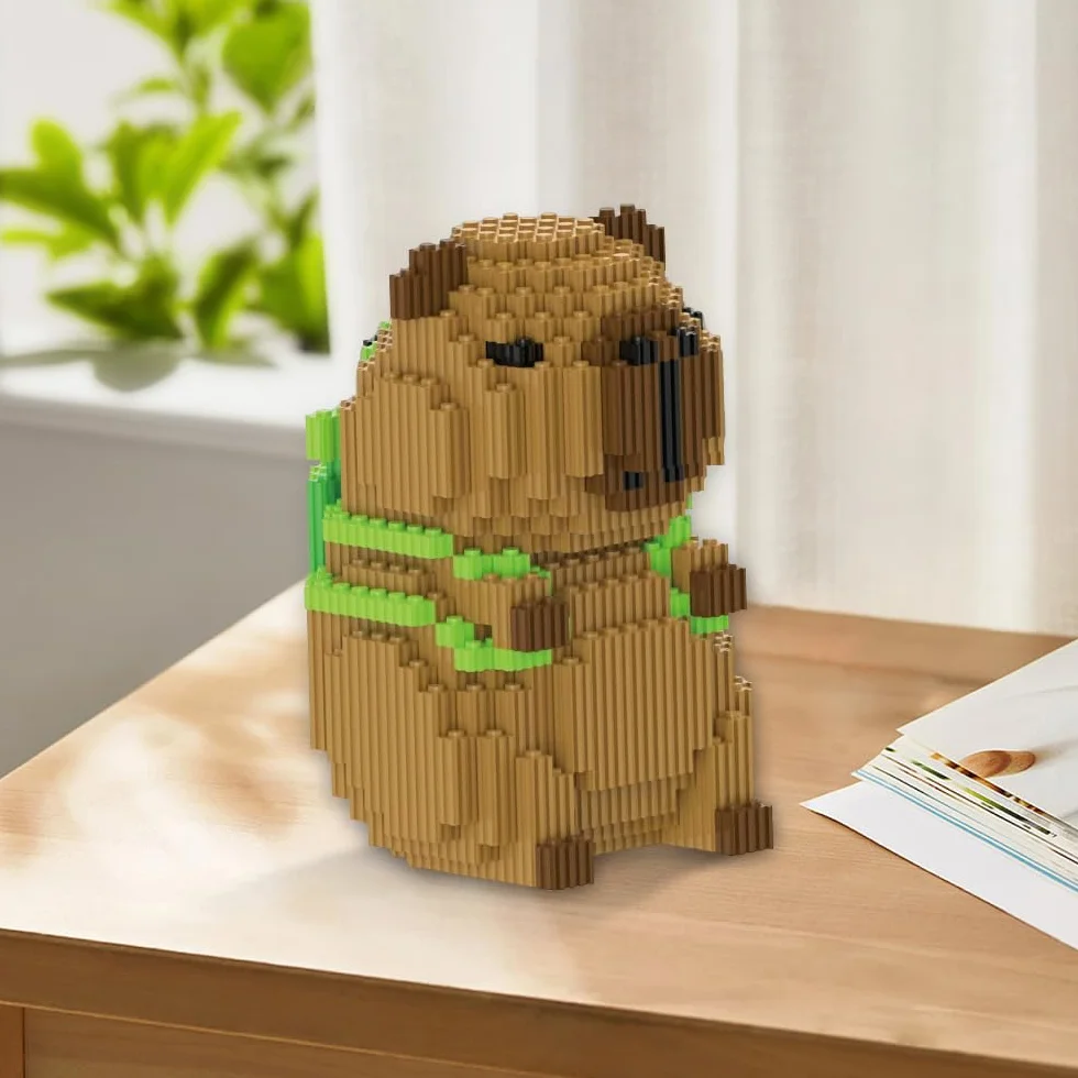 Capybara Zestaw klocków, 1606 bloków, klasyczne mini klocki z kreskówki, cząsteczki z tworzywa sztucznego, zestaw klocków do budowy mikro Capybara, model 3D, zwierzęta, bloki budowlane dla