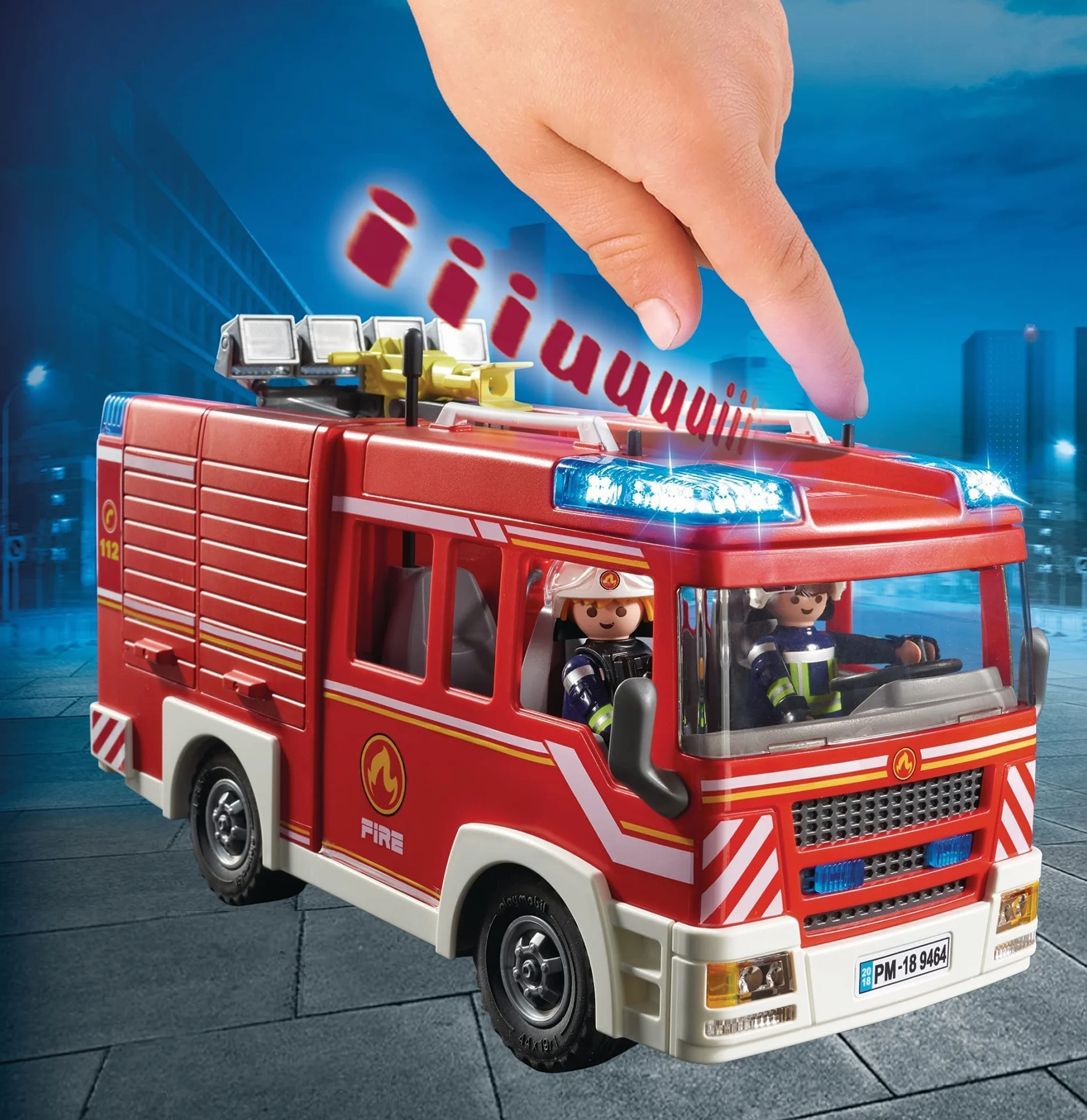 PLAYMOBIL City Action 9464 Pojazd ratowniczy straży pożarnej, z armatką wodną, ze światłem i dźwiękiem, od 4 lat