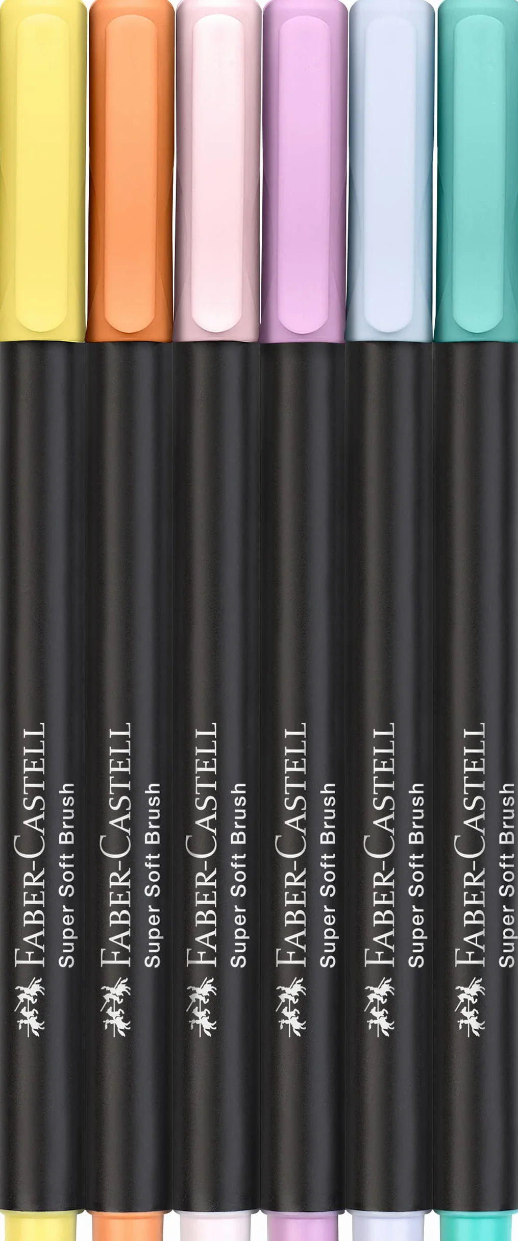 FABER-CASTELL 116453 - Zestaw pisaków z końcówką filcową Black Edition 6er Etui, pastele z końcówką pędzelkową, dla dzieci i dorosłych
