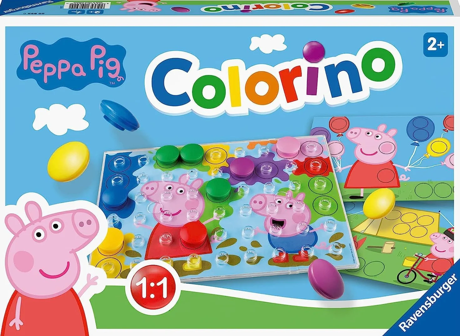 Ravensburger Kinderspiele - 20892 - Peppa Pig Colorino, Kinderspiel zum Farbenlernen, Mosaik Steckspiel, ab 2 Jahre