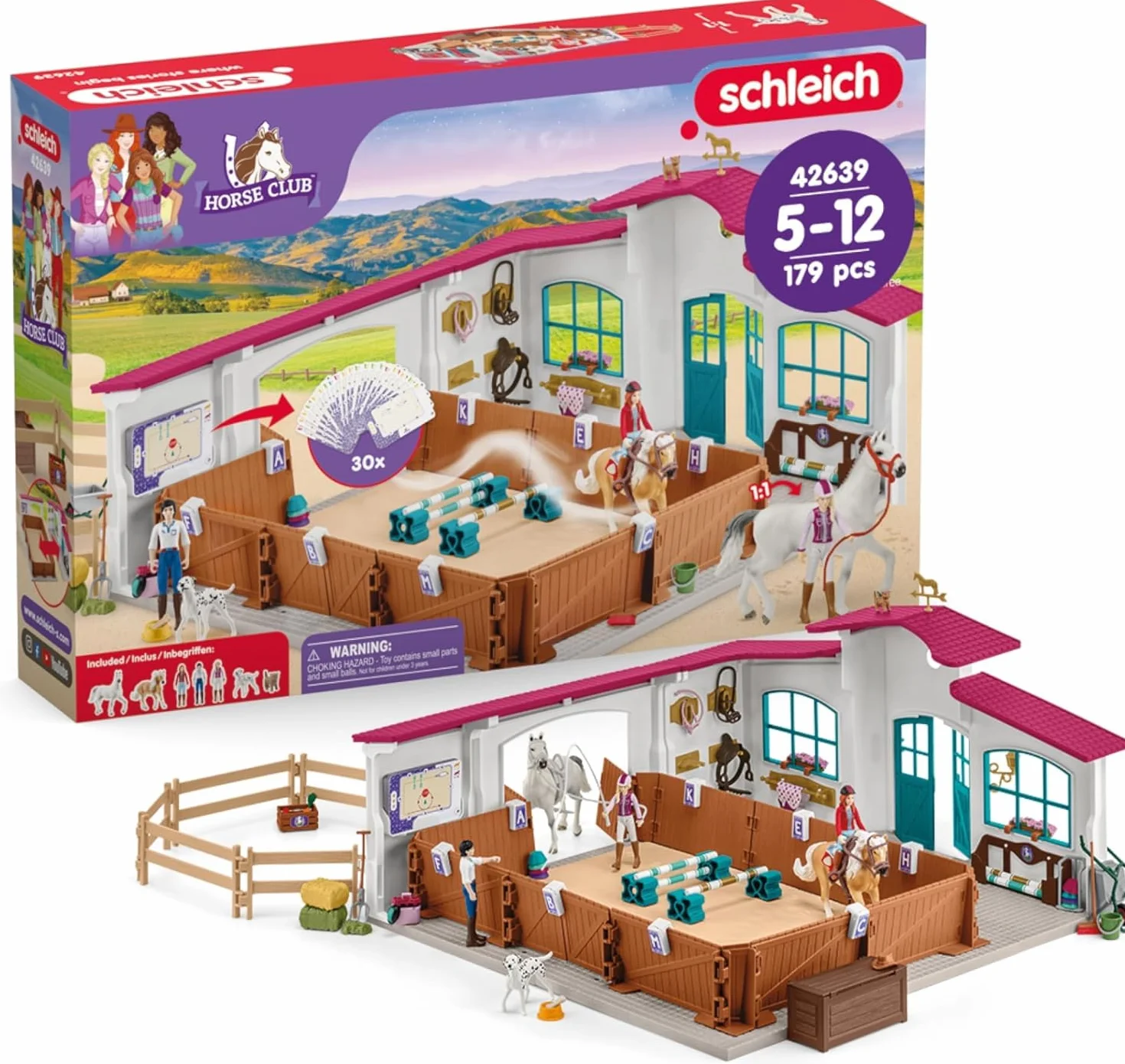 schleich HORSE CLUB | Arena Jeździecka Peppertree 42639 | z przeszkodami, padokiem i akcesoriami | prezent dla dziewczynek i chłopców | konie zabawki od 5 lat | zestaw 179 elementów