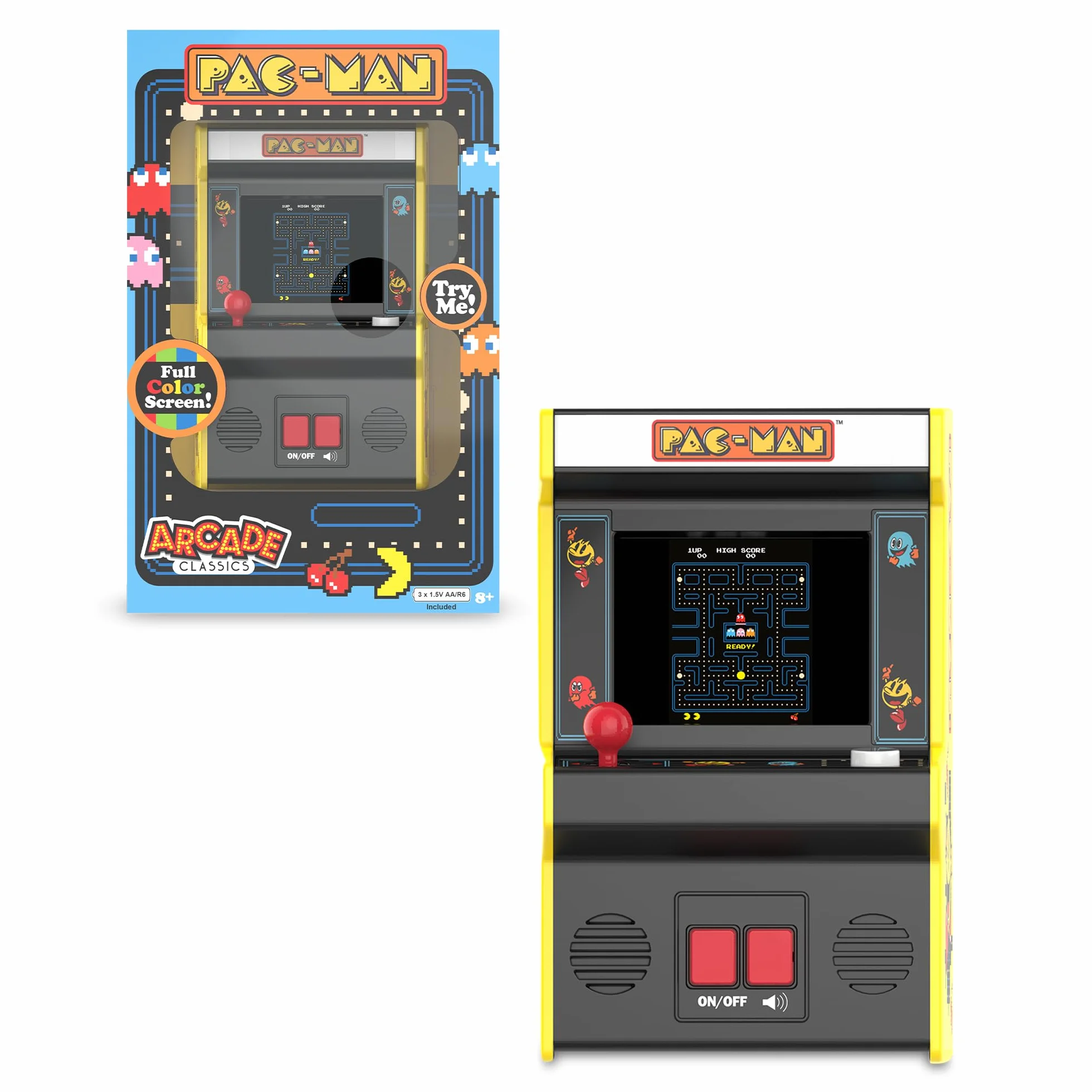 Arcade Classics Pac-Man - Mini gra zręcznościowa retro, 4-kolorowy ekran, idealny prezent dla dzieci w wieku 8-98 lat