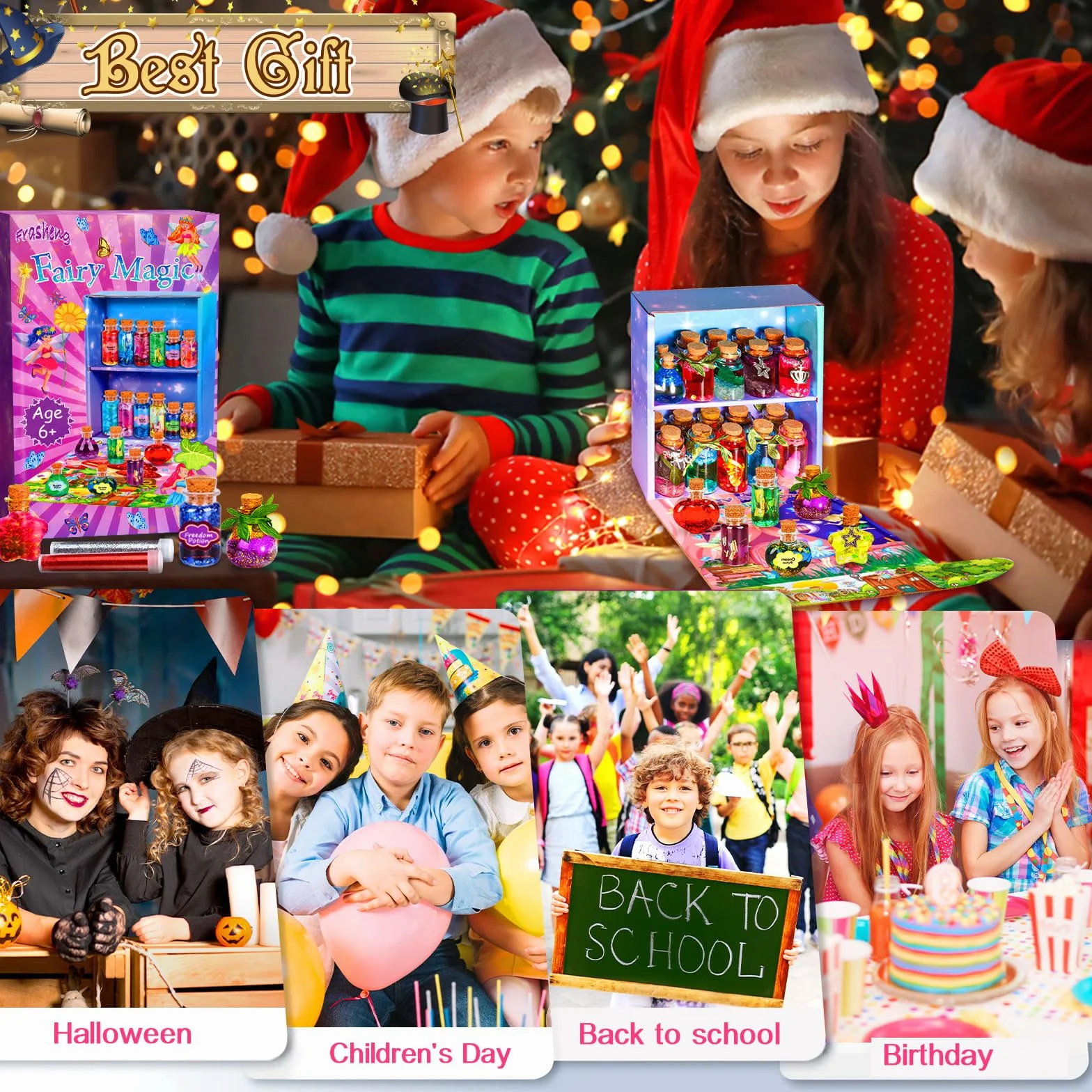 Frasheng Kreatywny prezent Dziewczyny 6-11 lat, 24 butelki magicznych eliksirów Zestaw magicznych eliksirów Dzieci DIY Kreatywny prezent dla dzieci, Zestaw rzemieślniczy magicznych eliksirów