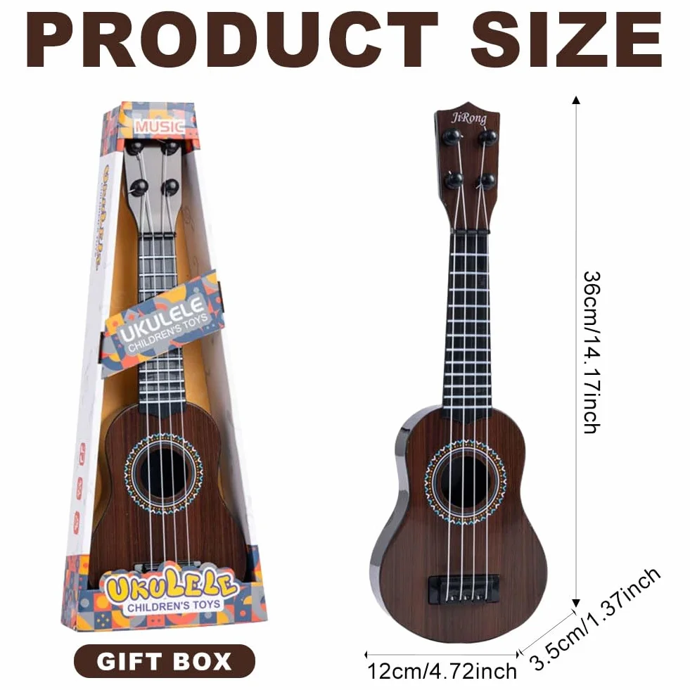 Ukulele zabawka dla dzieci, 36 cm Gitara zabawkowa z 4 regulowanymi strunami, Instrument muzyczny ukulele dla dzieci, mini gitara muzyczna zabawki edukacyjne dla chłopców dziewczynek prezenty (D)